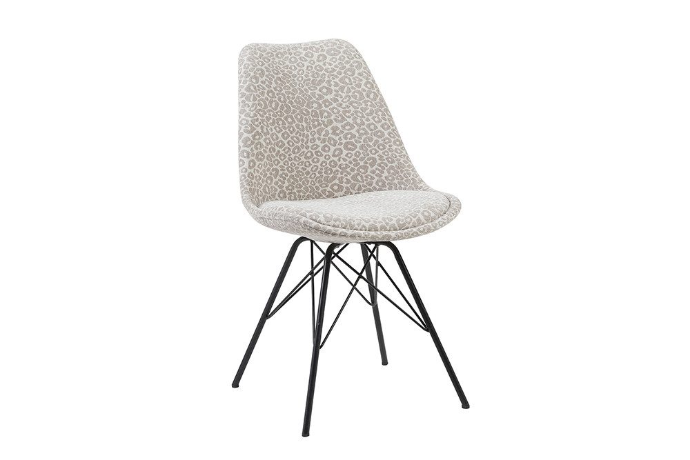 riess-ambiente Polsterstuhl SCANDINAVIA MEISTERSTÜCK greige/schwarz- Chenille, Metall, ergonomisch (Einzelartikel, 1 St), Zeitloses Leo-Design - ideal für Wohn- & Schlafzimmer oder Küche
