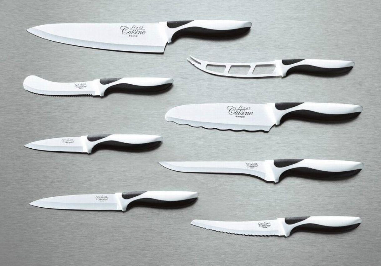 First Cuisine Messer-Set First Cuisine 8 - teiliges Messer Set Keramikbeschichtet Schwarz