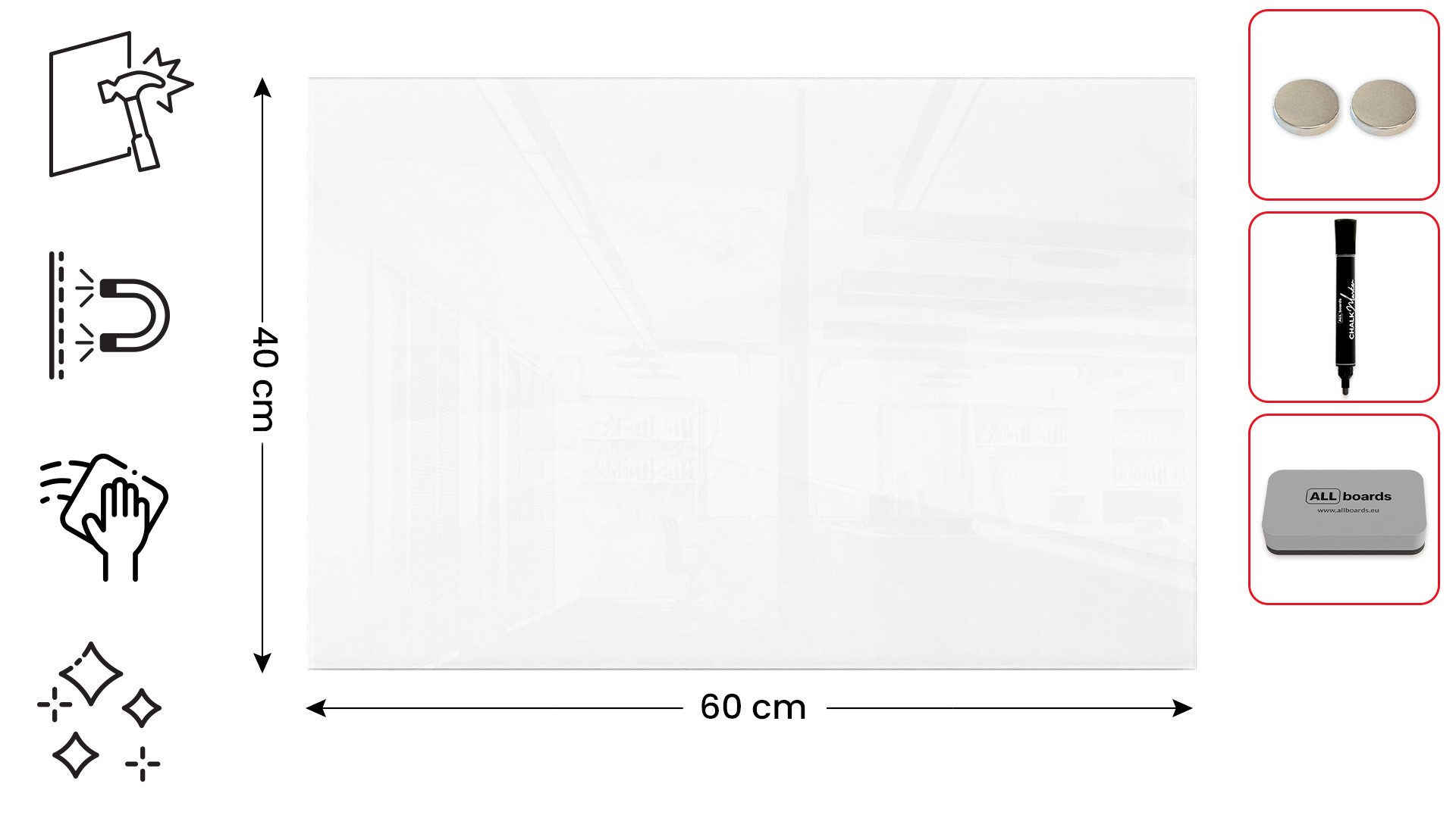 ALLboards Memoboard ALLboards Glastafel Whiteboard Magnettafel günstig online kaufen