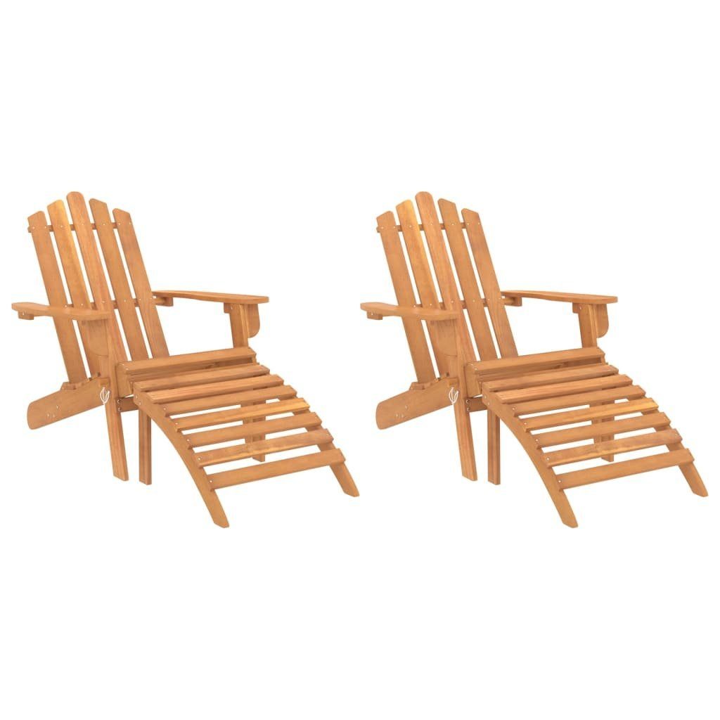 vidaXL Gartenstuhl Adirondack-Gartenstühle mit Akazie 2 Fußteilen Massivholz Stk Deckchai