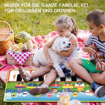 DOPWii Lernspielzeug Musikspielmatte zum Anfassen für Kinder, mit 10 Liedern, 8 Tiergeräuschen und 5 Mustern