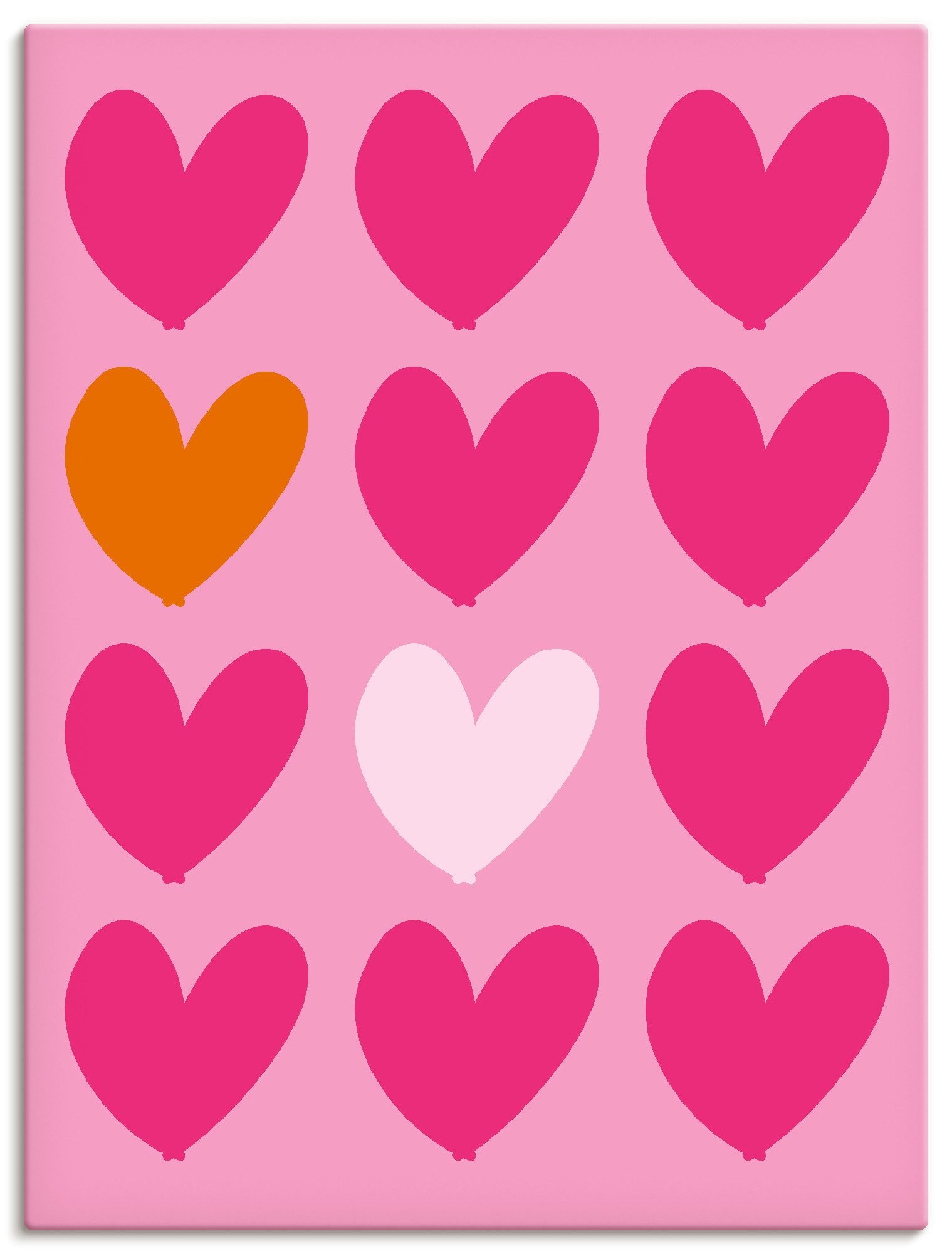 Artland Wandbild Herzen auf pink, Herzbilder (1 St), als Alubild, Leinwandbild, Poster, Wandaufkleber in verschied. Größen