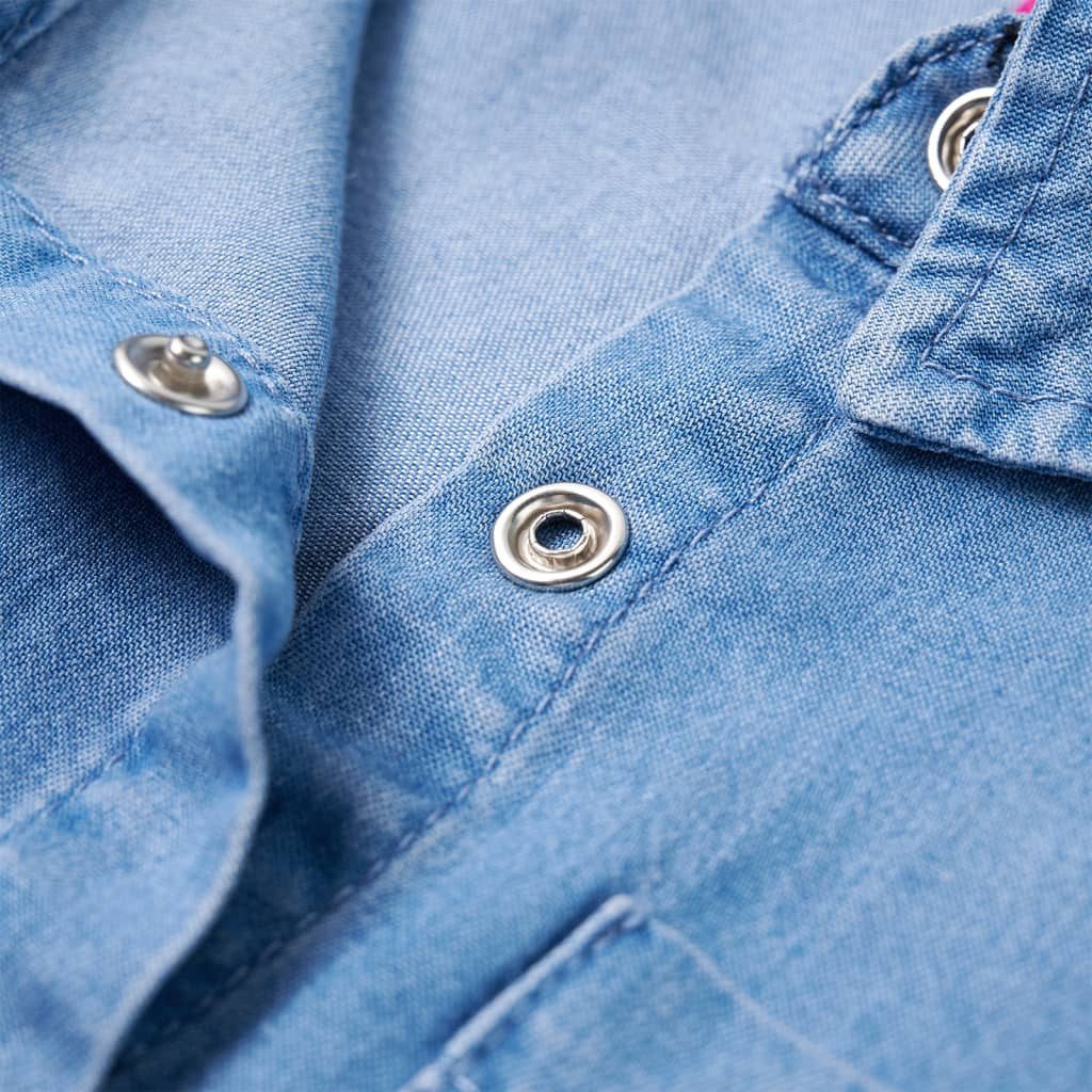 vidaXL Druckkleid Kinderkleid mit Langen Ärmeln Marineblau und Jeansblau 104