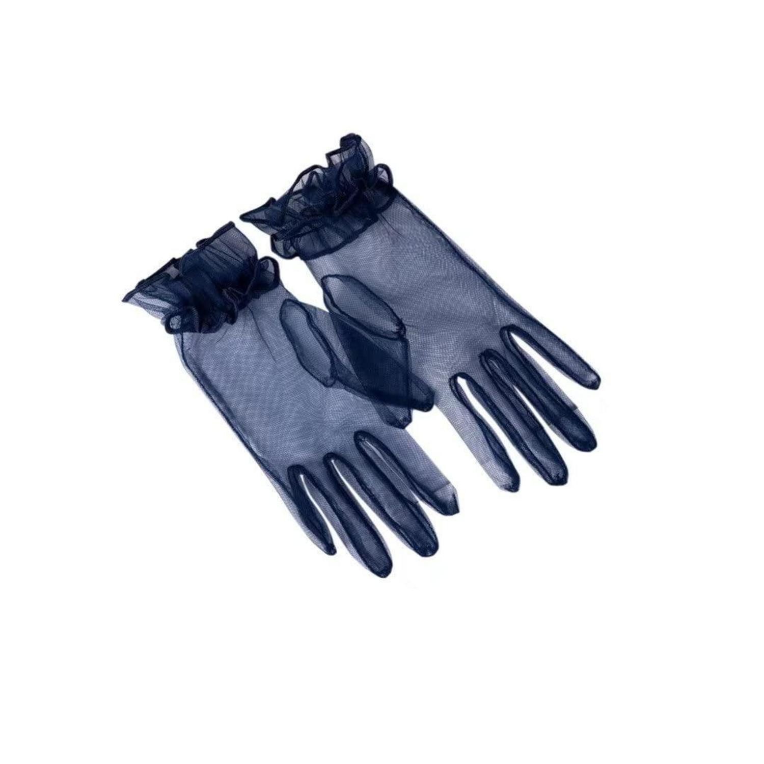 LuxusKollektion Abendhandschuhe Tüllhandschuhe marineblau kurz (1-St)