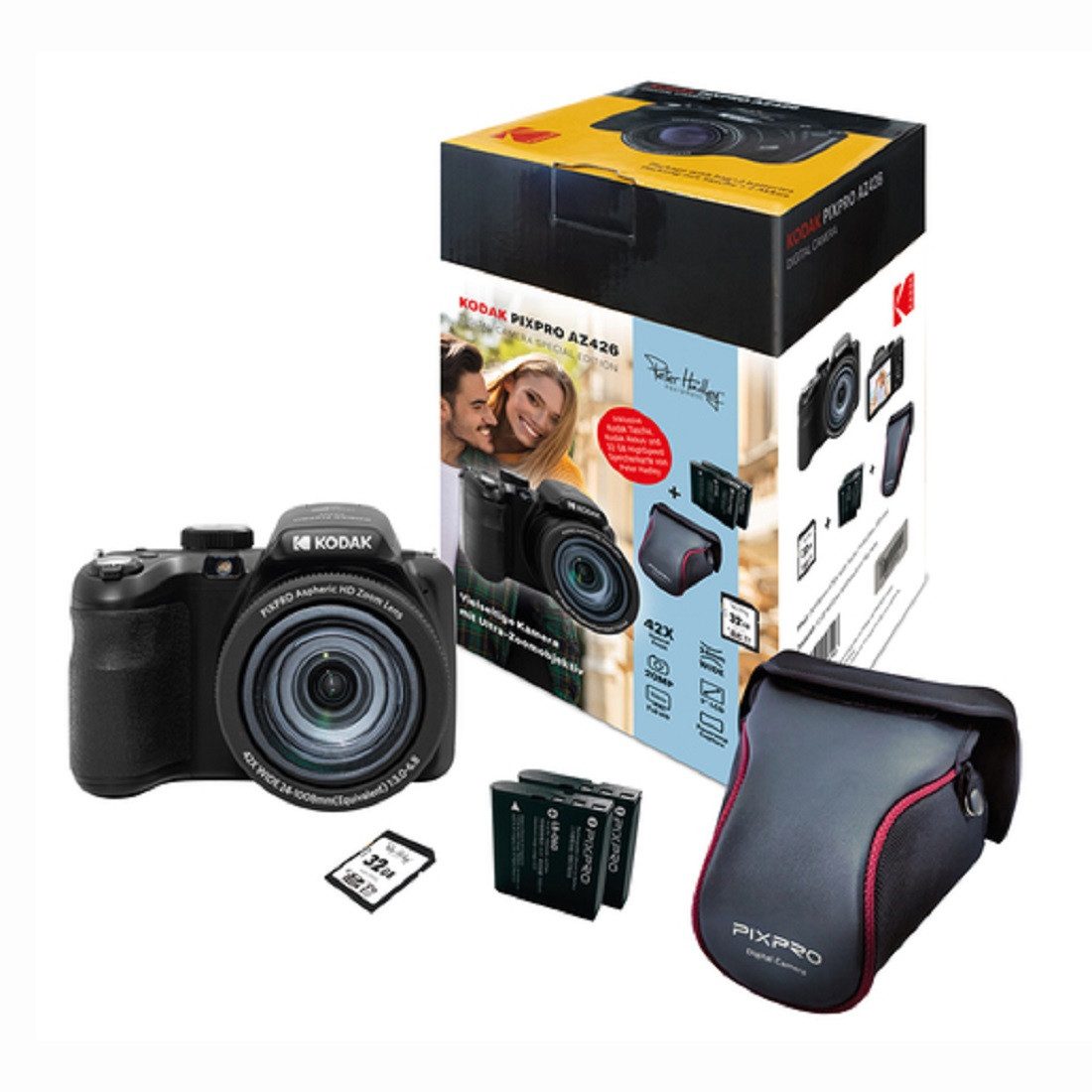Kodak PixPro AZ426 schwarz Digitalkamera Set Kompaktkamera