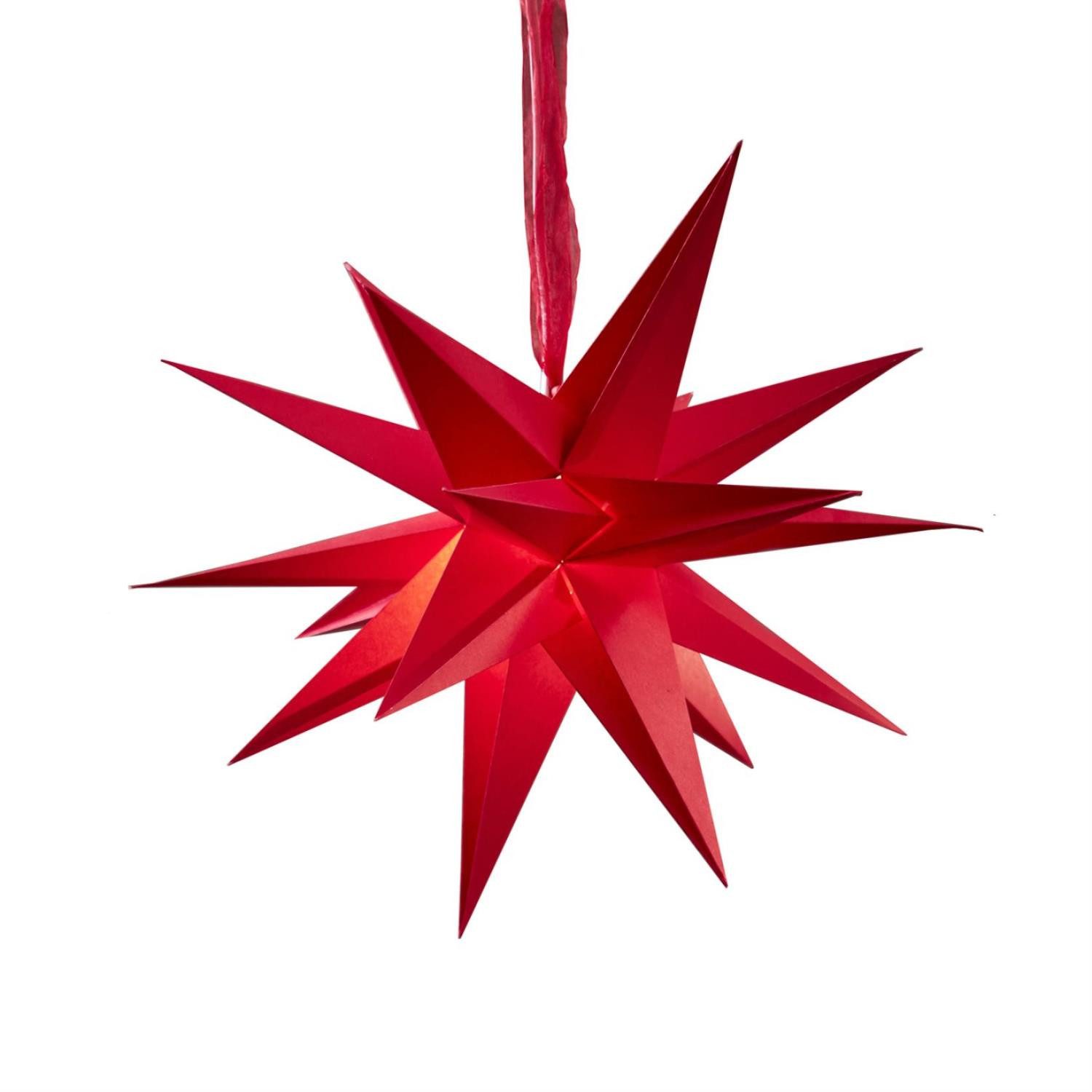 MARELIDA Бумагаstern Бумагаstern 3D Stern mit Band Weihnachtsstern Faltstern D: 35cm rot
