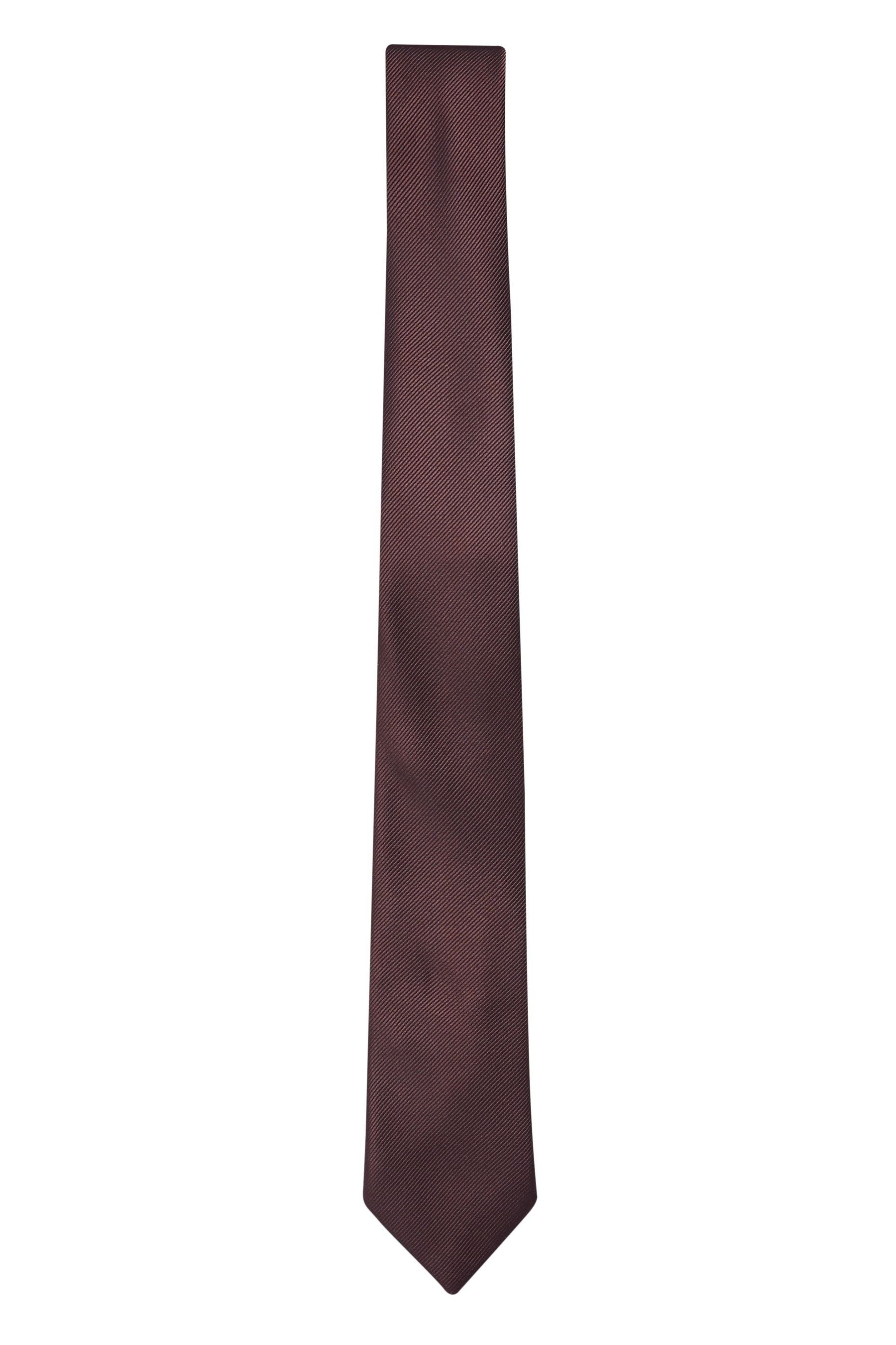 Krawatte Set - (2-St) und Next Chocolate Geo-Einstecktuch Krawatte Brown schmal im