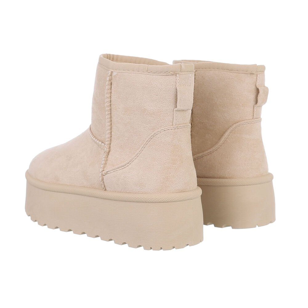 Ital-Design Bequemer Schaftschuh für Damen – stilvoll und warm Snowboots (84206807) Flach Plateaustiefeletten in Beige