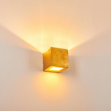 hofstein Wandleuchte »Sexten« Wandlampe aus Keramik in Gold, ohne Leuchtmittel, mit Up & Down-Effekt, 1xE27, Innenin Blattgold-Optik
