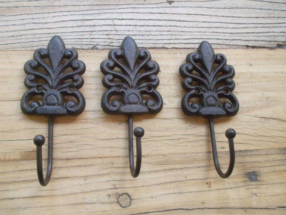 Deko-Impression Wandhaken 3-er Set 3 Stück Wandhaken Wandgarderobe Gusseisen rostfarben, (3-St)