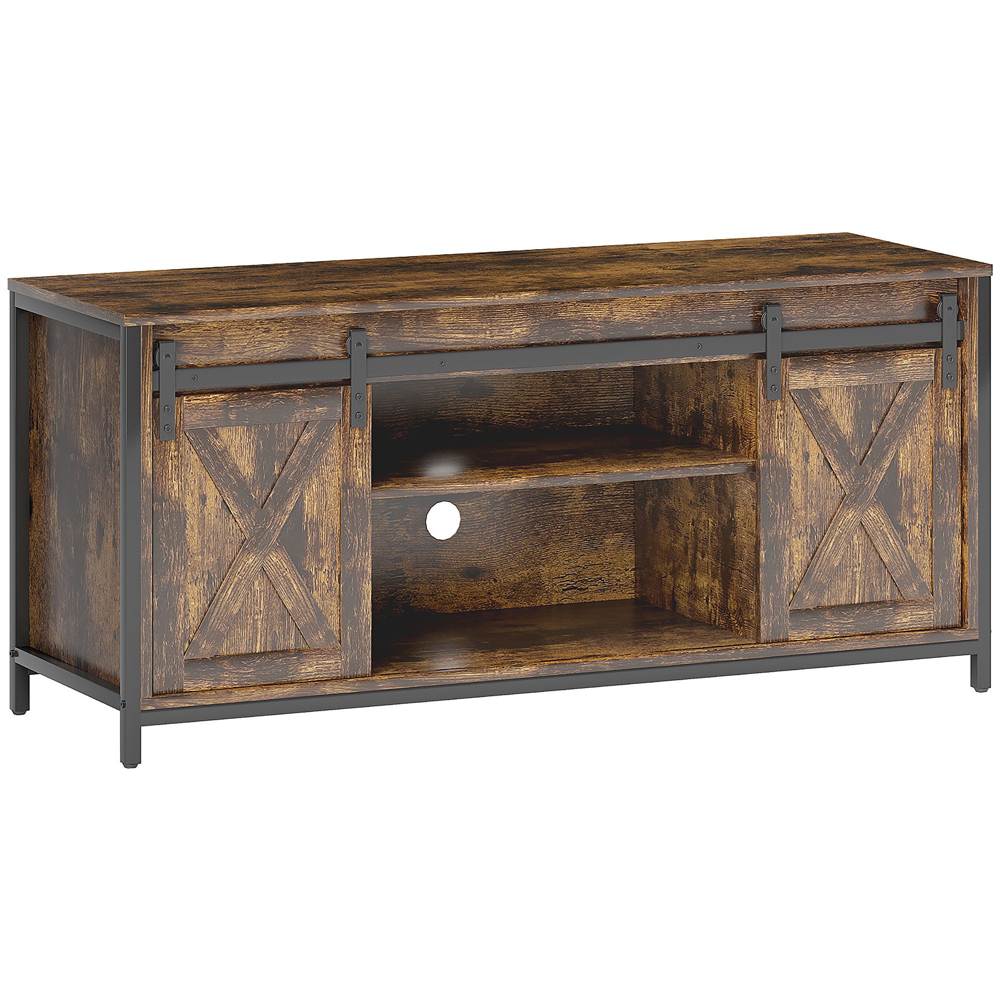 REDOM TV-Schrank Brauner TV‑Schrank 120×40×54 cm für Fernseher bis 60 Zoll (in Braun für Geräte bis 60 Zoll, 1-St., Lowboard mit 2 Schränken und 2 Regalebenen zur Aufbewahrung) Praktisches Fernsehmöbel für das Wohnzimmer