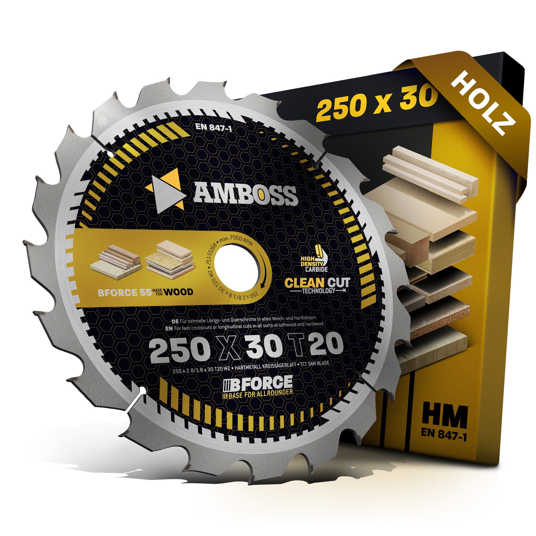 Amboss Werkzeuge Kreissägeblatt HM Kreissägeblatt - 250 x 2.8/1.8 x 30 Z20 WZ