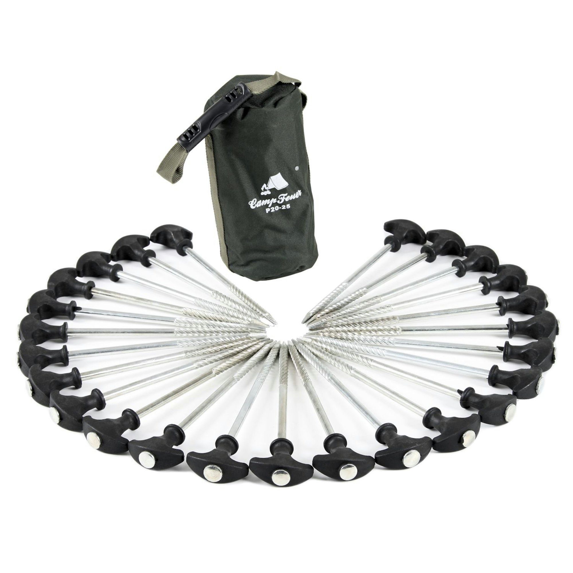 CampFeuer Zelthering T-Pegs Erdnägel 25 Stück 20 cm Heringe Outdoor Zeltnägel