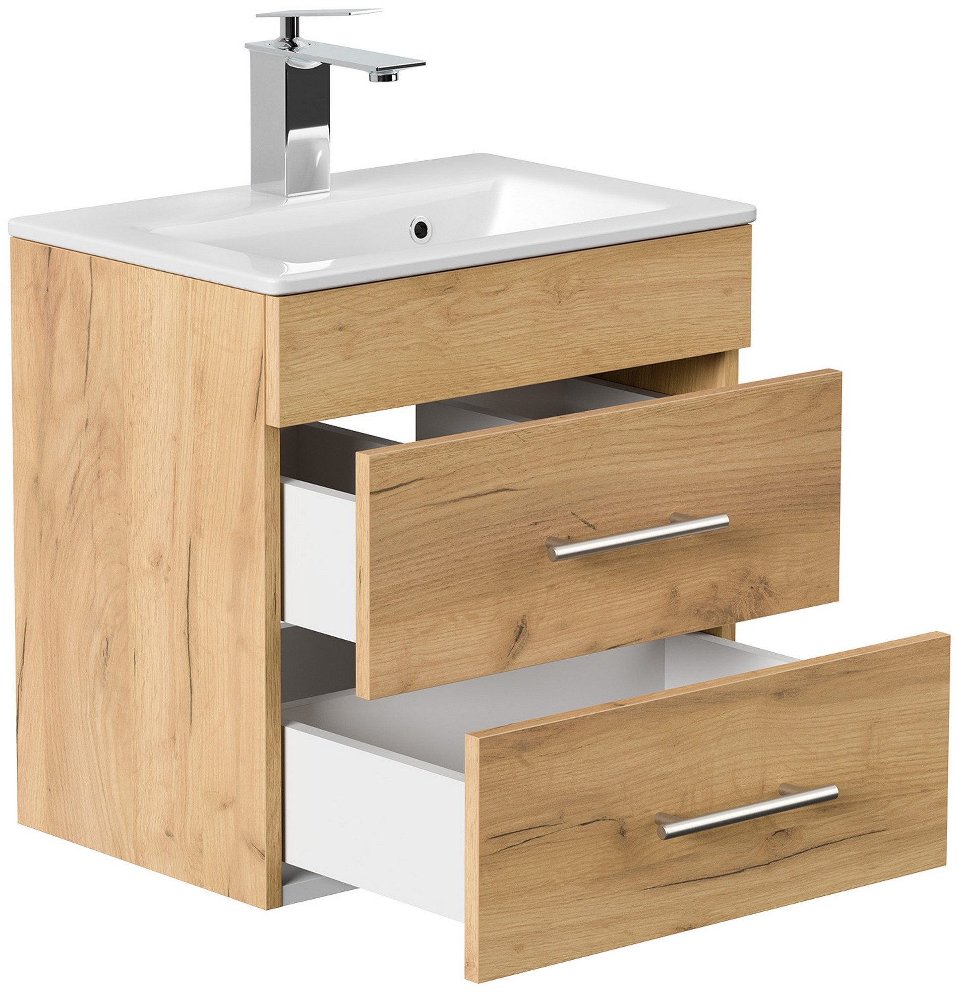 Posseik Badmöbel-Set Badmöbel Waschplatz Breite: 50 cm "Portus 500 SlimLine" Eiche Gold