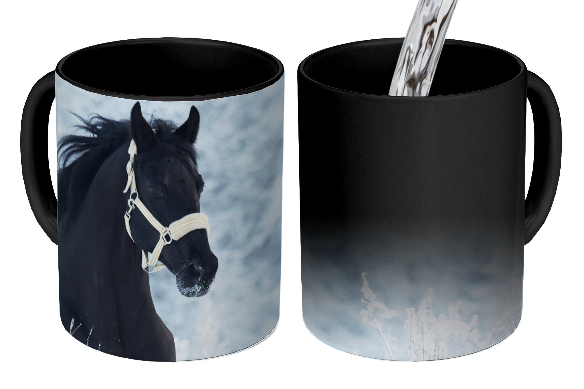 Keramik, Teetasse, Winter, Kaffeetassen, Zaubertasse, Farbwechsel, Schnee Geschenk MuchoWow Tasse Pferd - -