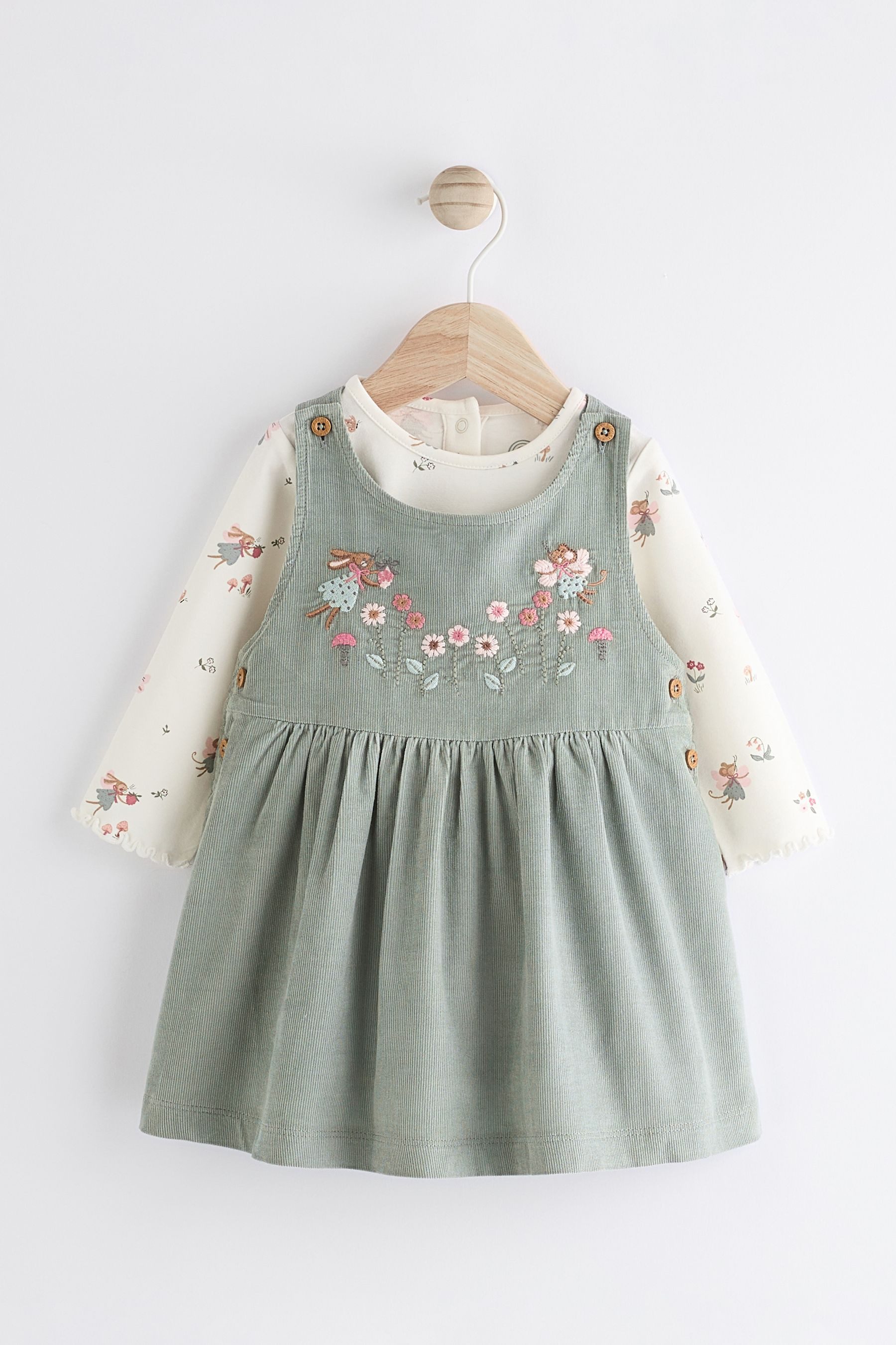 Latzkleid Baby Cord-Trägerkleid mit Strumpfhose