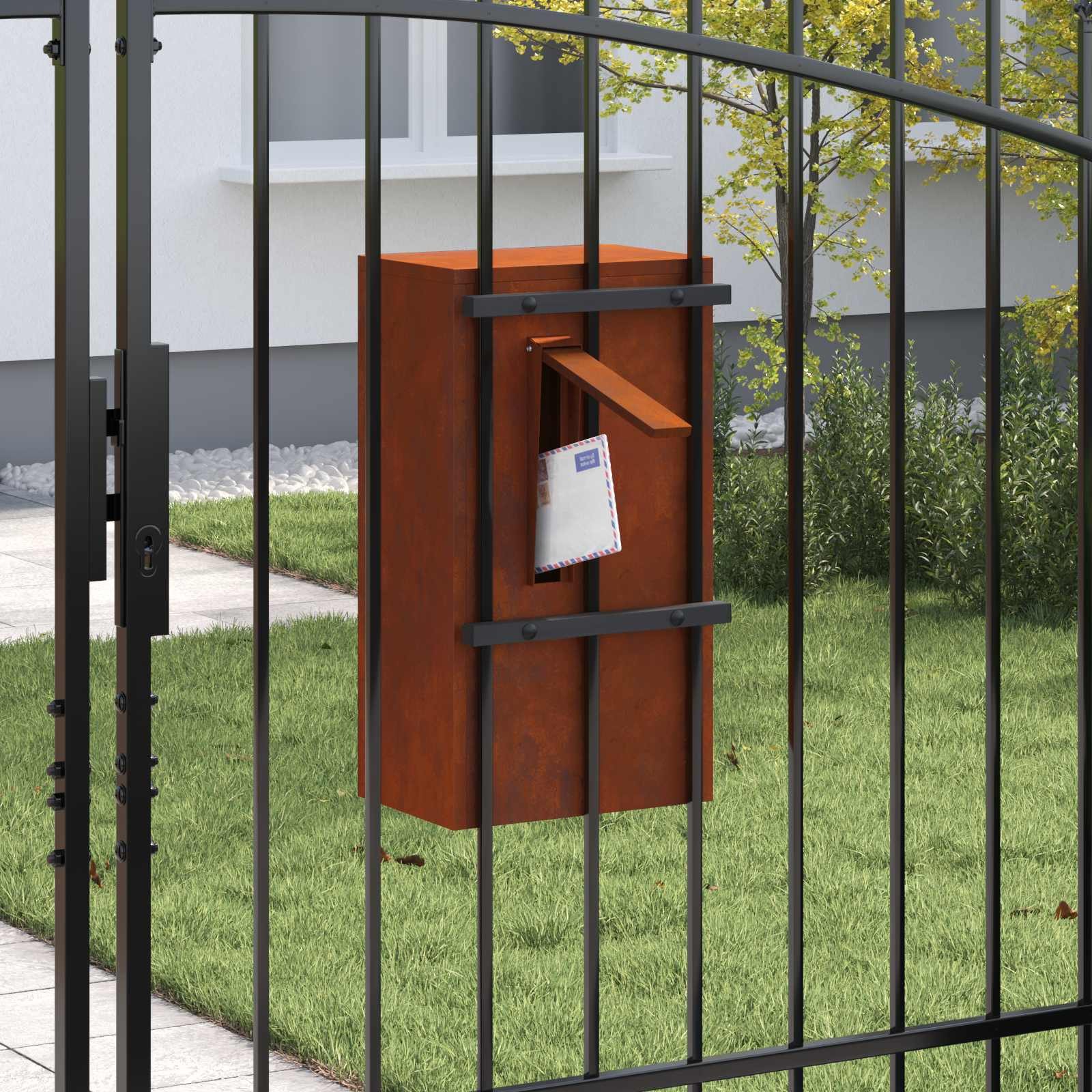 vidaXL Briefkasten Briefkasten mit Speicher Rostig 30 x 20 x 55 cm Wetterfeststahl (1-St)