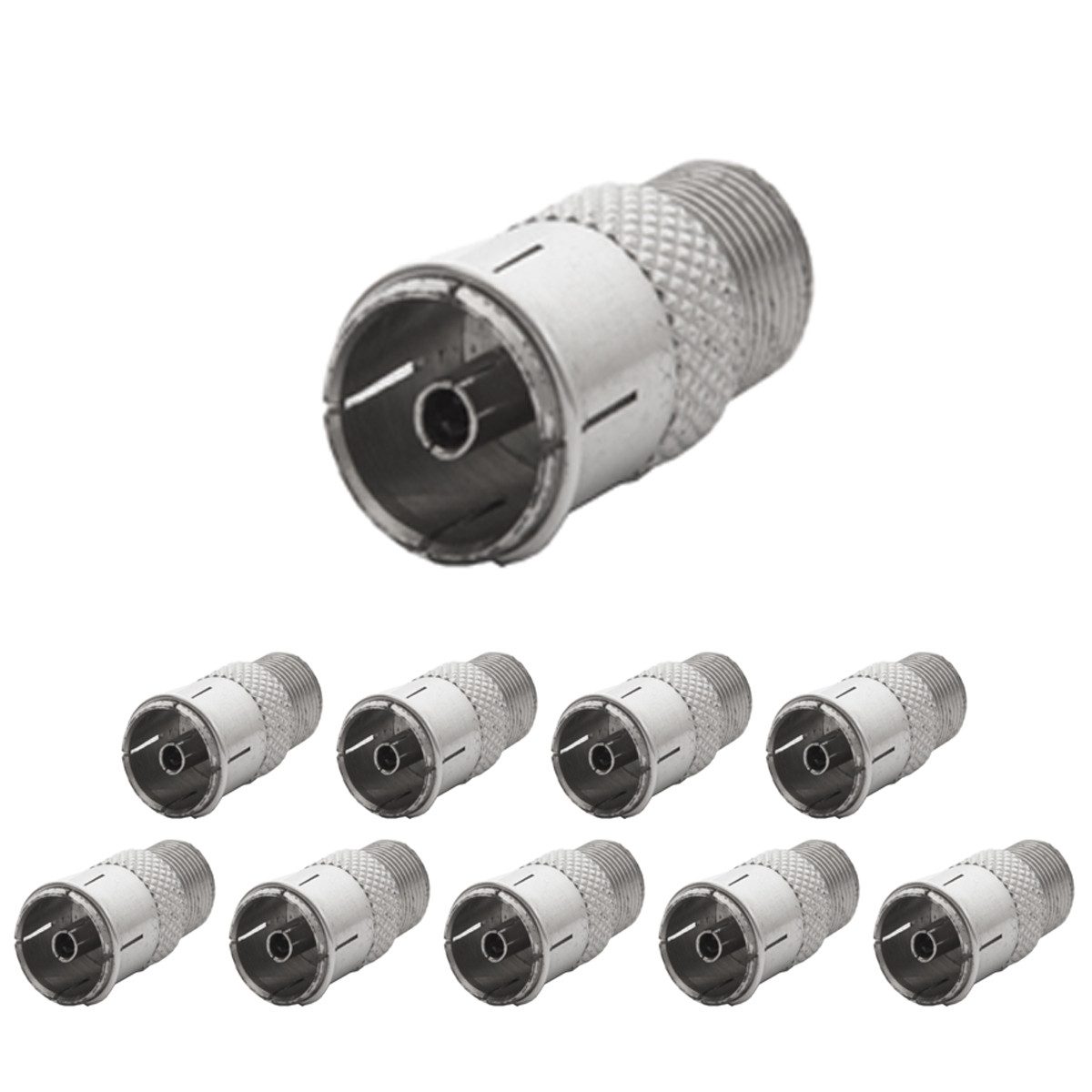 10x F-Adapter F-Stecker Kupplung TV Kabel Koaxialkabel Verbinder Modulkabel