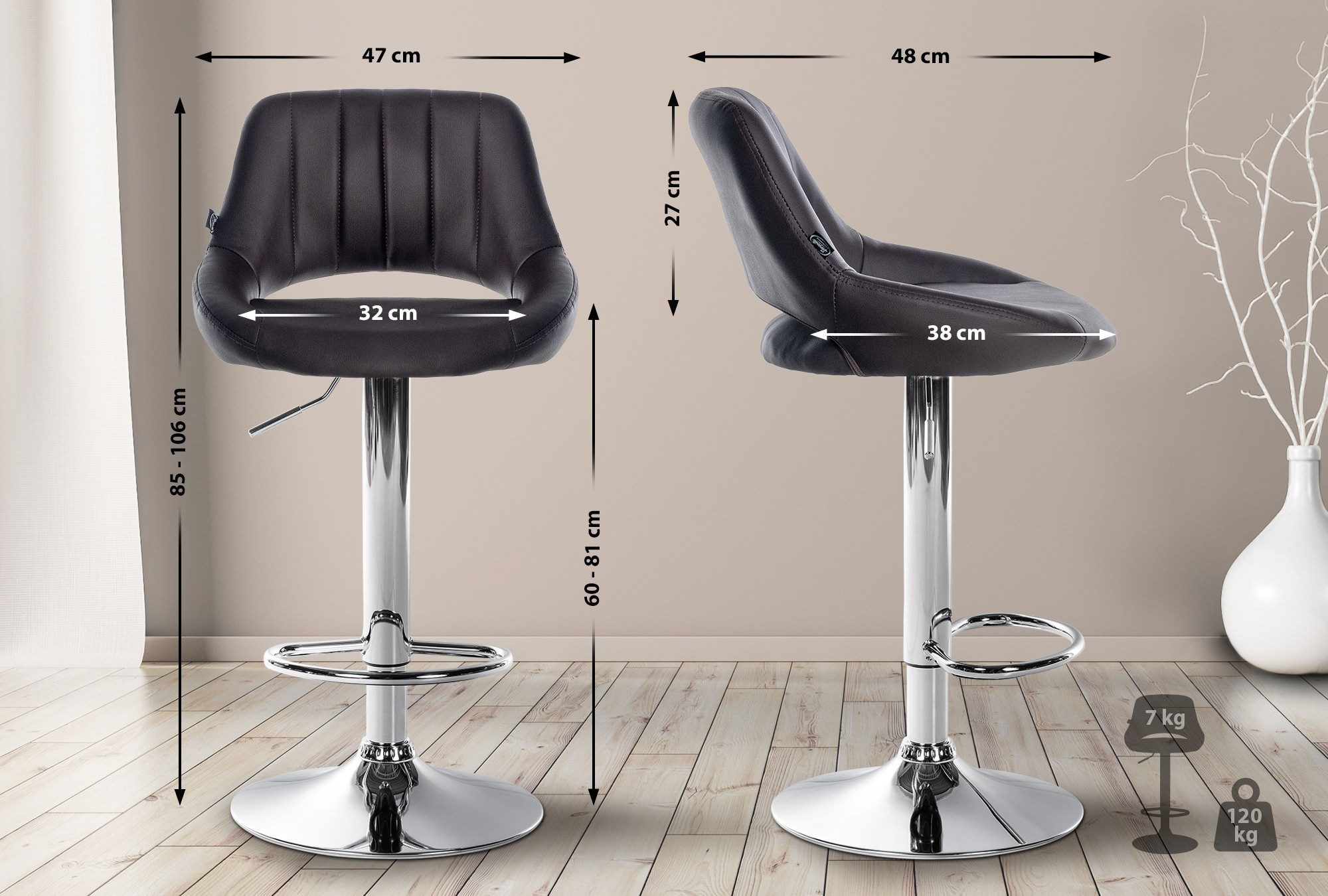 CLP Barhocker Milet Kunstleder (2er Set, günstig online kaufen