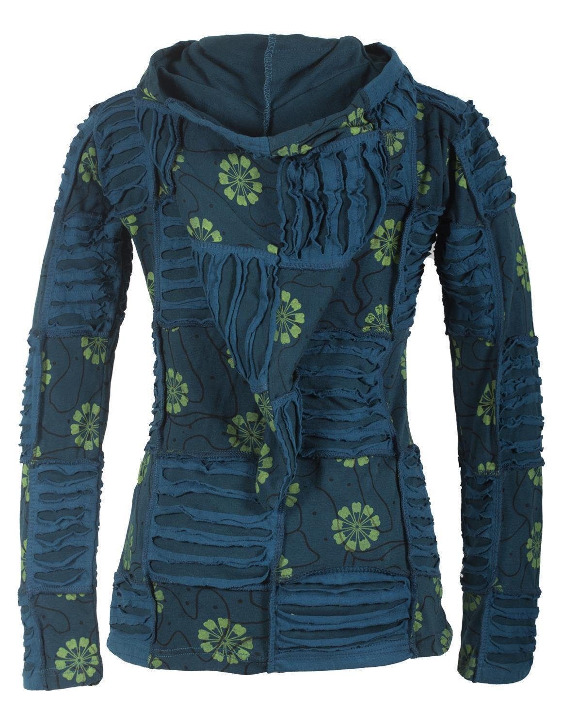 Vishes Kapuzensweatjacke Bestickte Blumen Patchworkjacke mit günstig online kaufen