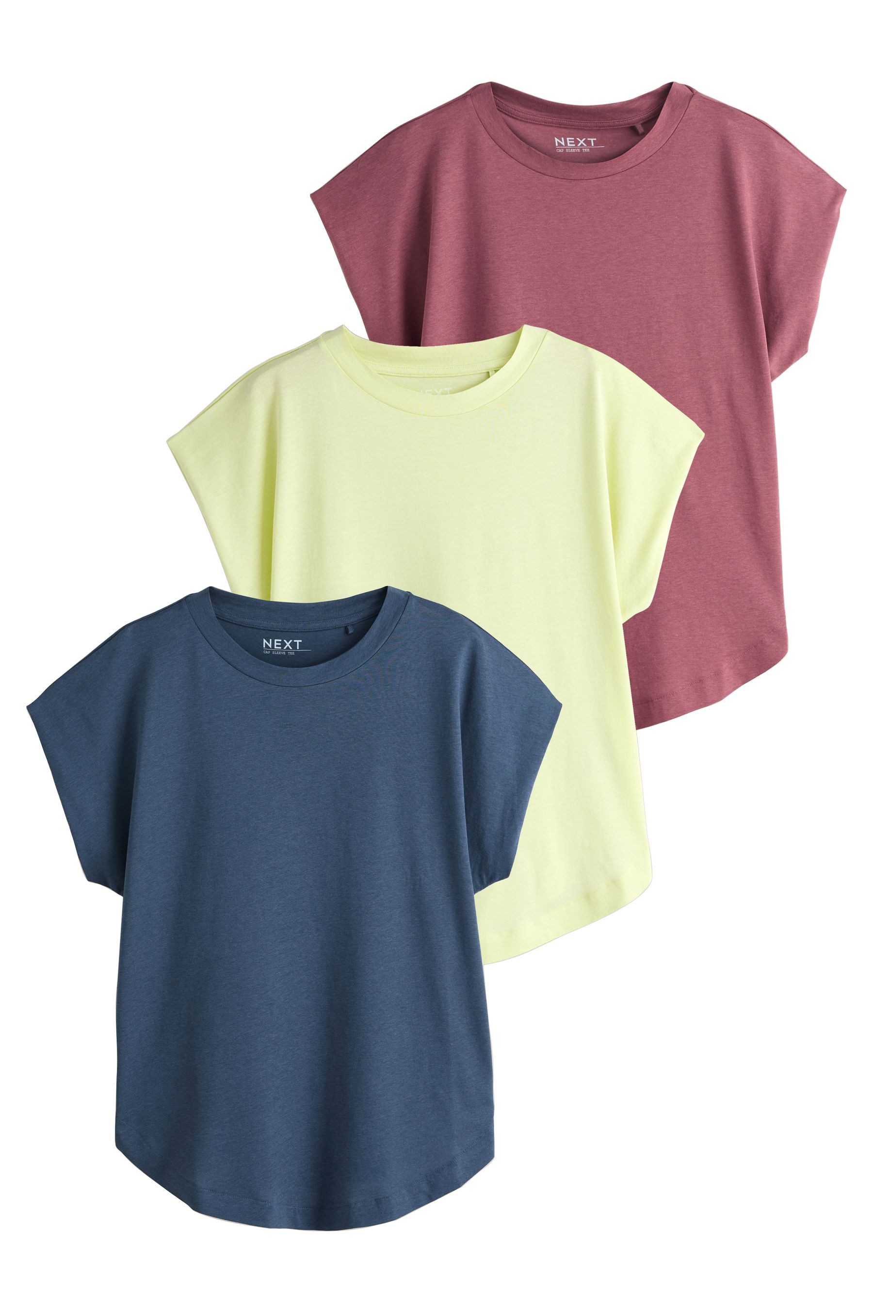 Next T-Shirt T-Shirt aus Modalmix mit überschnittenen Schultern (3-tlg)