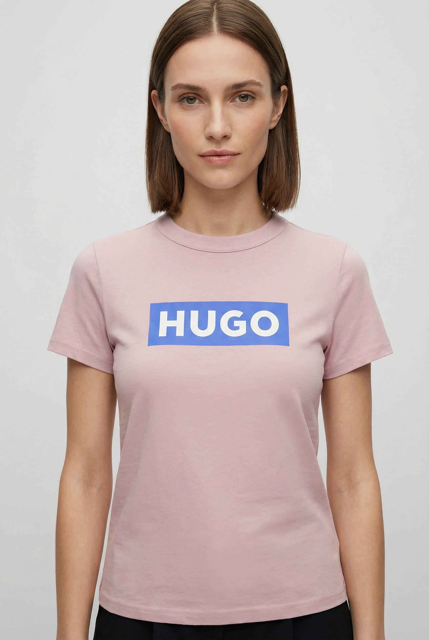 HUGO Blue T-Shirt Classic V mit Logo, V-Ausschnitt