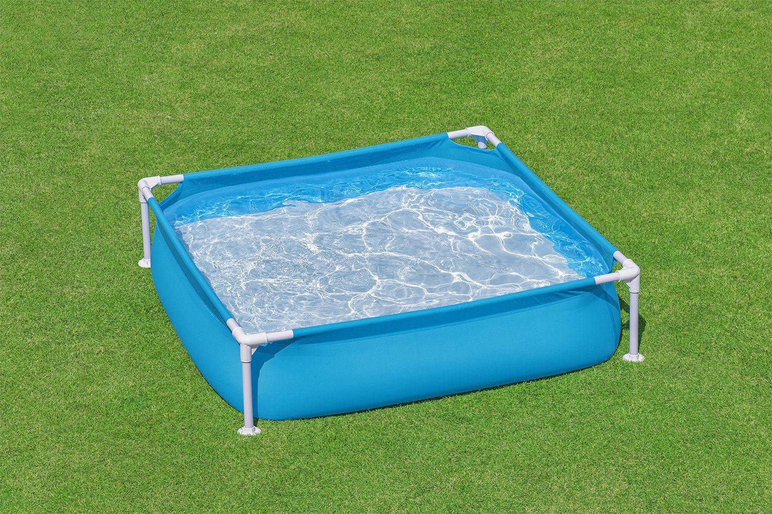 Bestway Framepool My First 122 x 122 x 30,5 cm, blau, eckig (Packung, ohne Zubehör)
