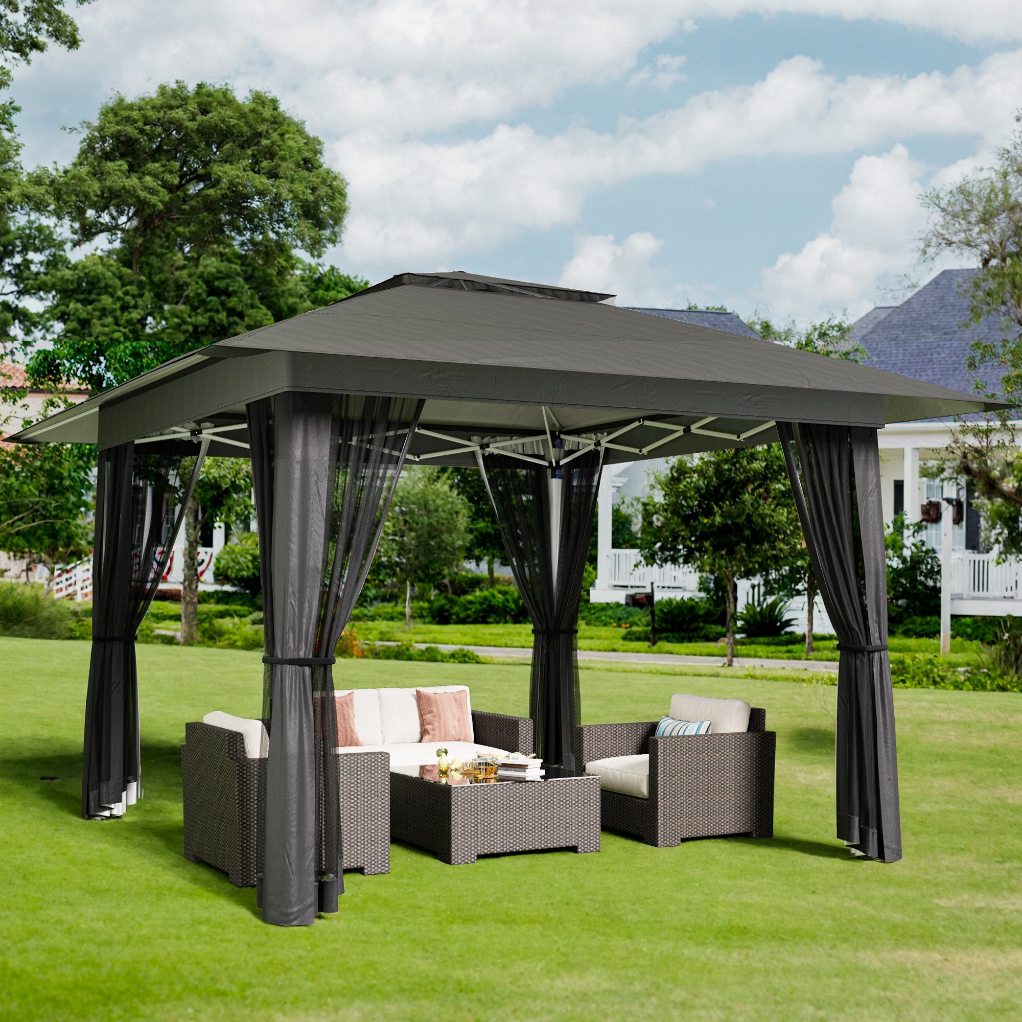 Bealife Pavillon 3.9x3.9m Pop-Up Pavillon mit Verstellbarer Höhe günstig online kaufen