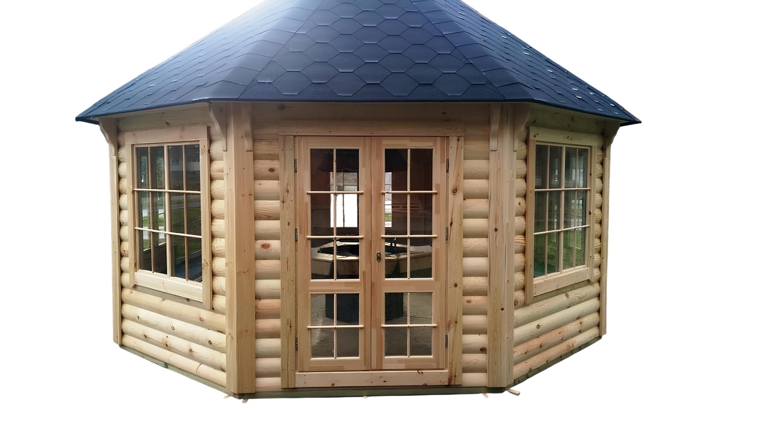 JVmoebel Grillkota Grillhütte Grillkota 14,90 m² aus Holz - Transparentes Grillhaus, Made in Europe