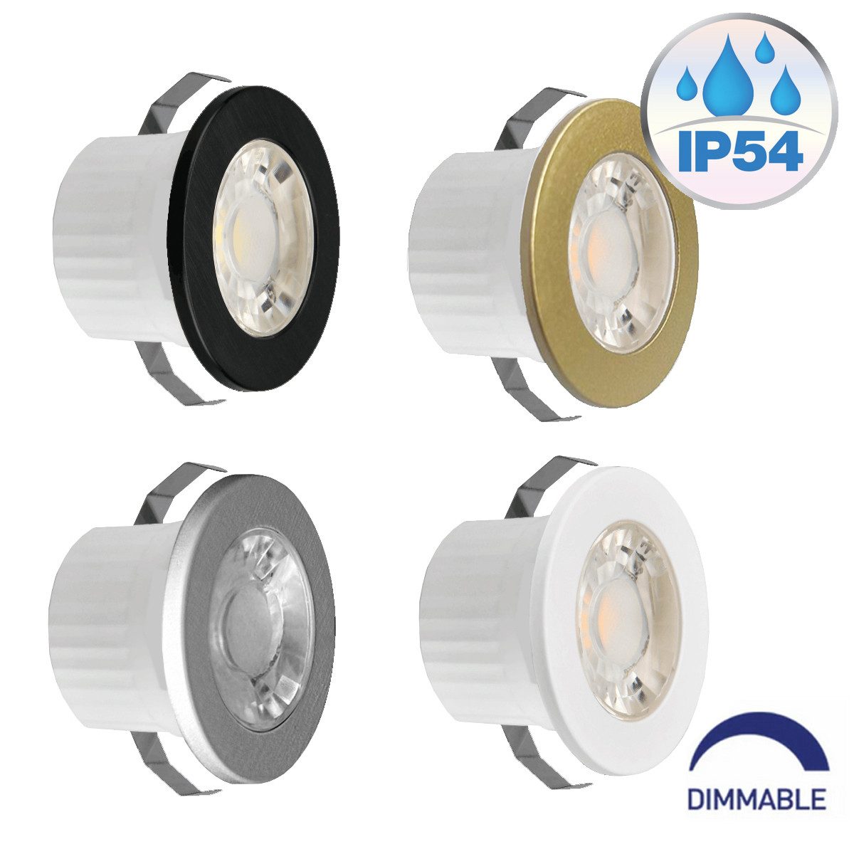 Mundotec LED Einbauleuchte 3W Dimmbar LED Einbauspot Minispot Einbauleuchte Einbaustrahler IP54, Neutralweiß, Dimmbar, 3w, 240 Lumen, 4000K, Rund, 230V, IP54