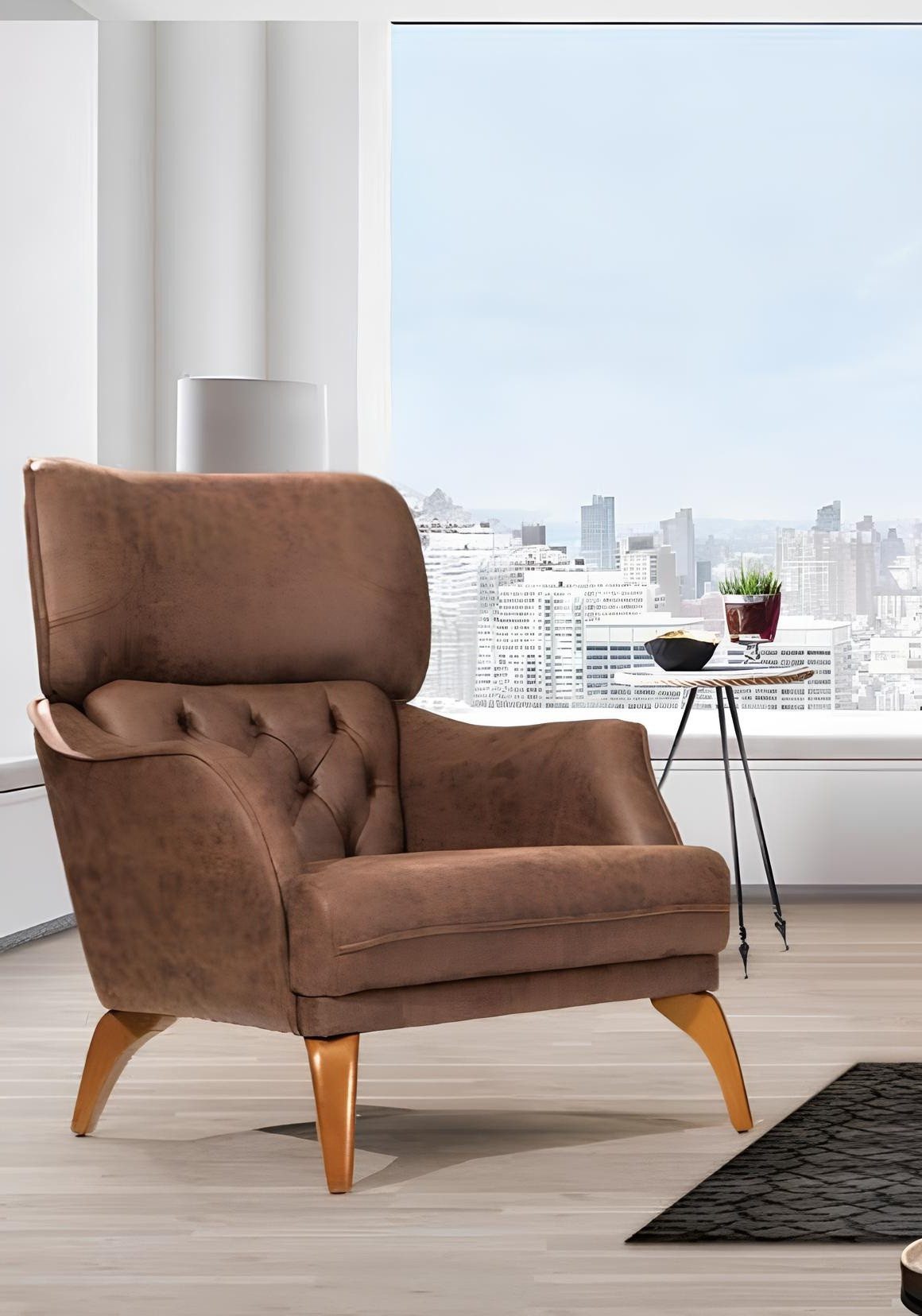 Xlmoebel Loungesessel Neues Chesterfield Sofa aus Leder für luxuriöses Einzelsofa (Sessel), Hergestellt in Europa