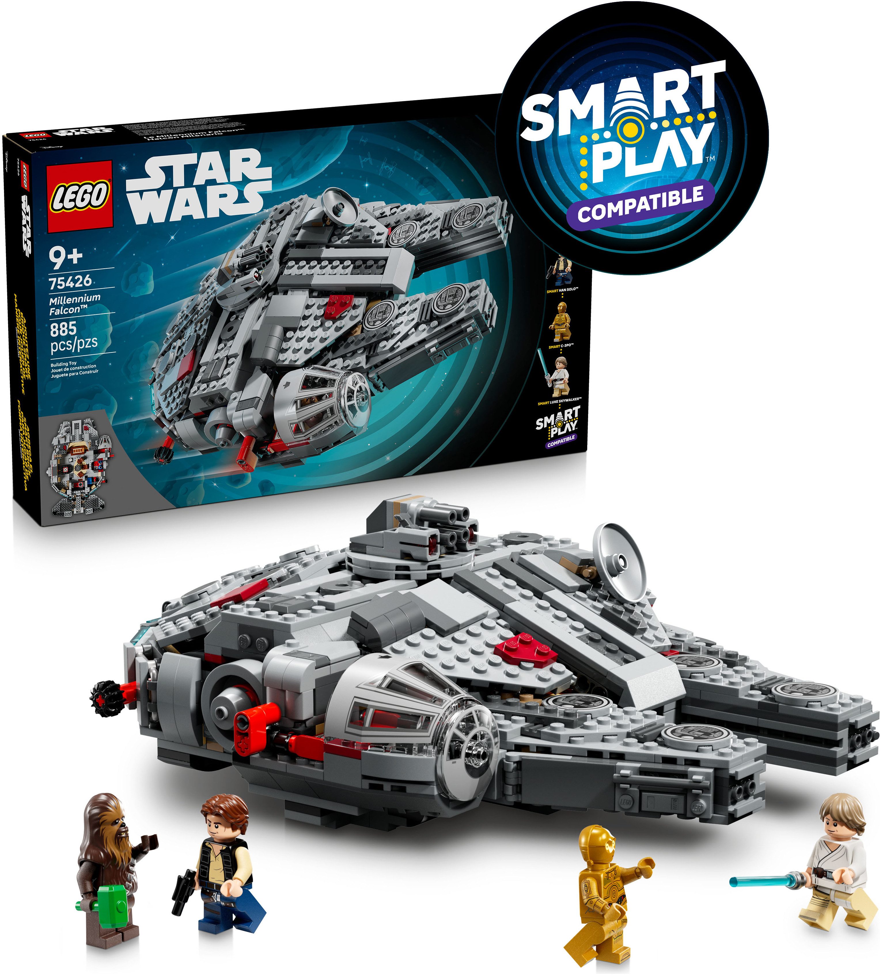 LEGO® SMART Play: Millennium Falke (75426), LEGO Star Wars ™ Konstruktionsspielsteine, (885 St), Mit SMART Brick kombatibel (nicht im Lieferumfang enthalten)
