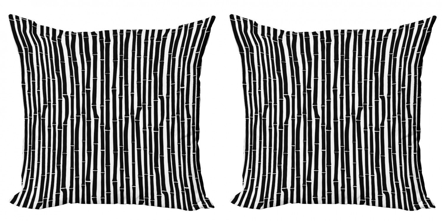 Kissenbezüge Modern Accent Doppelseitiger Digitaldruck, Abakuhaus (2 Stück), Bambus Schwarzweiss-Vorbauten