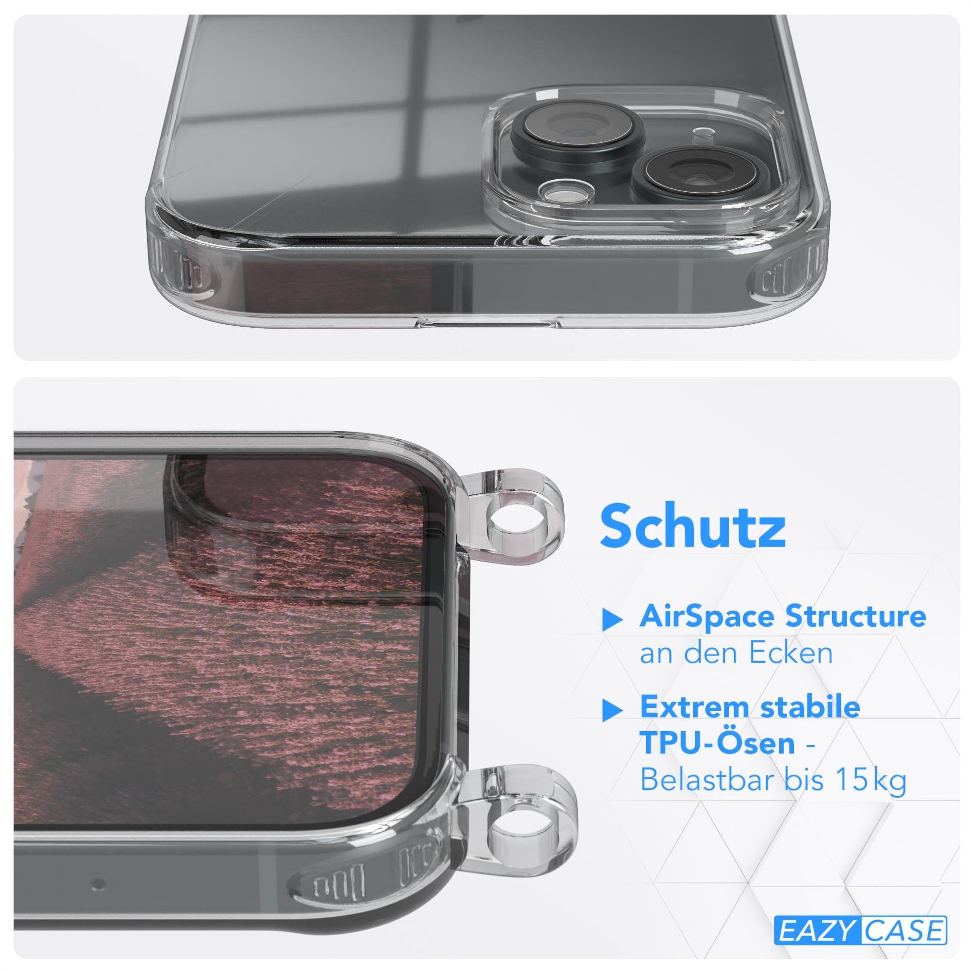 EAZY CASE Handykette mit-/ ohne Magsafe Hülle für iPhone 15 6,1 Zoll, Ketten Hülle Schultergurt Schutzhülle Tasche mit Band Altrosa Unifarbe – Bild 5 von 5