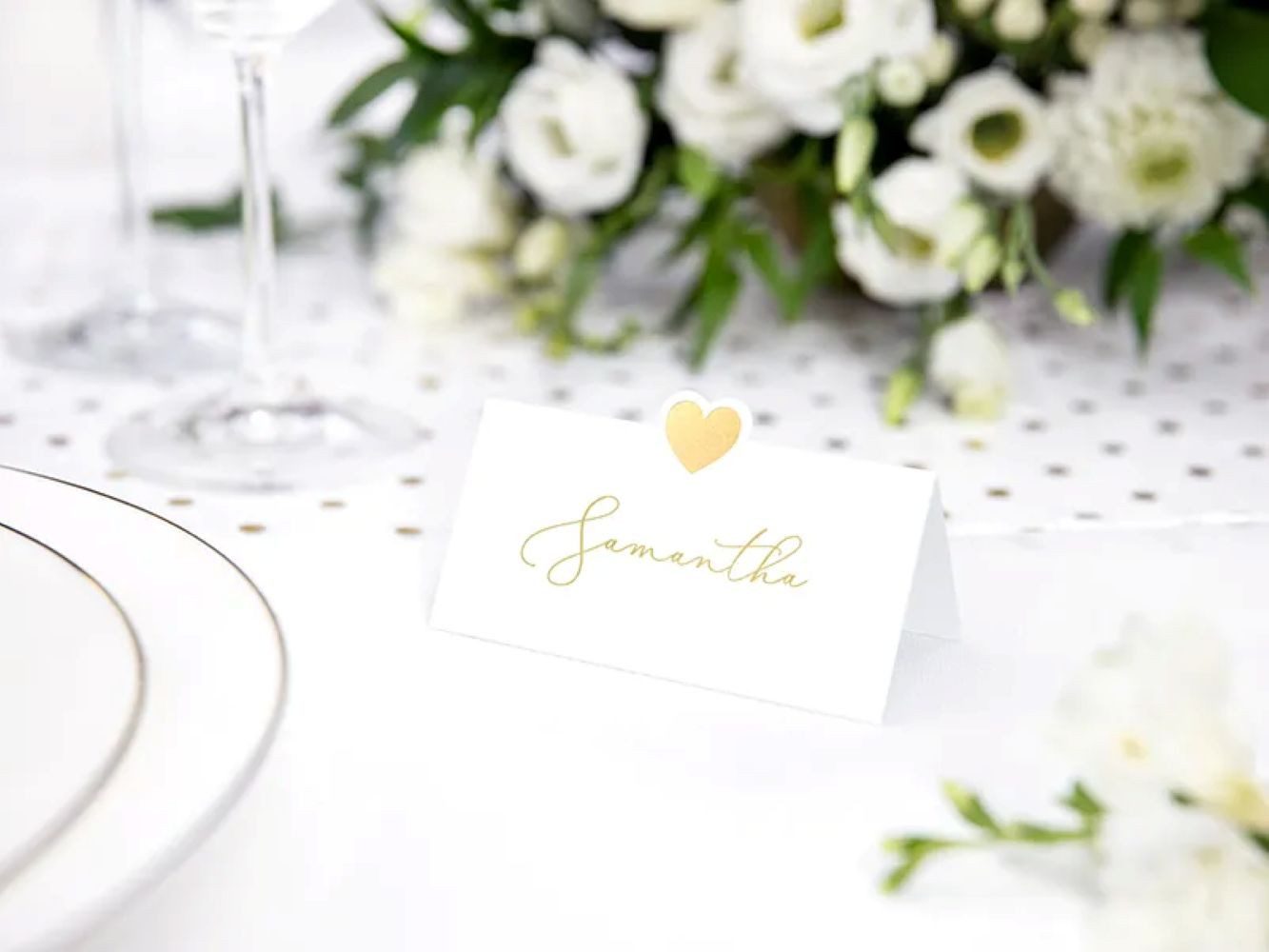 partydeco Hängedekoration Platzkarten mit goldenem Herz, 10 Stück