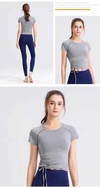 ZWY Funktionsshirt Laufshirt Damen Kurzarm Laufshirt Running T-Shirt (1-tlg) (1Stück) Atmungsaktiv und Feuchtigkeitsregulierend