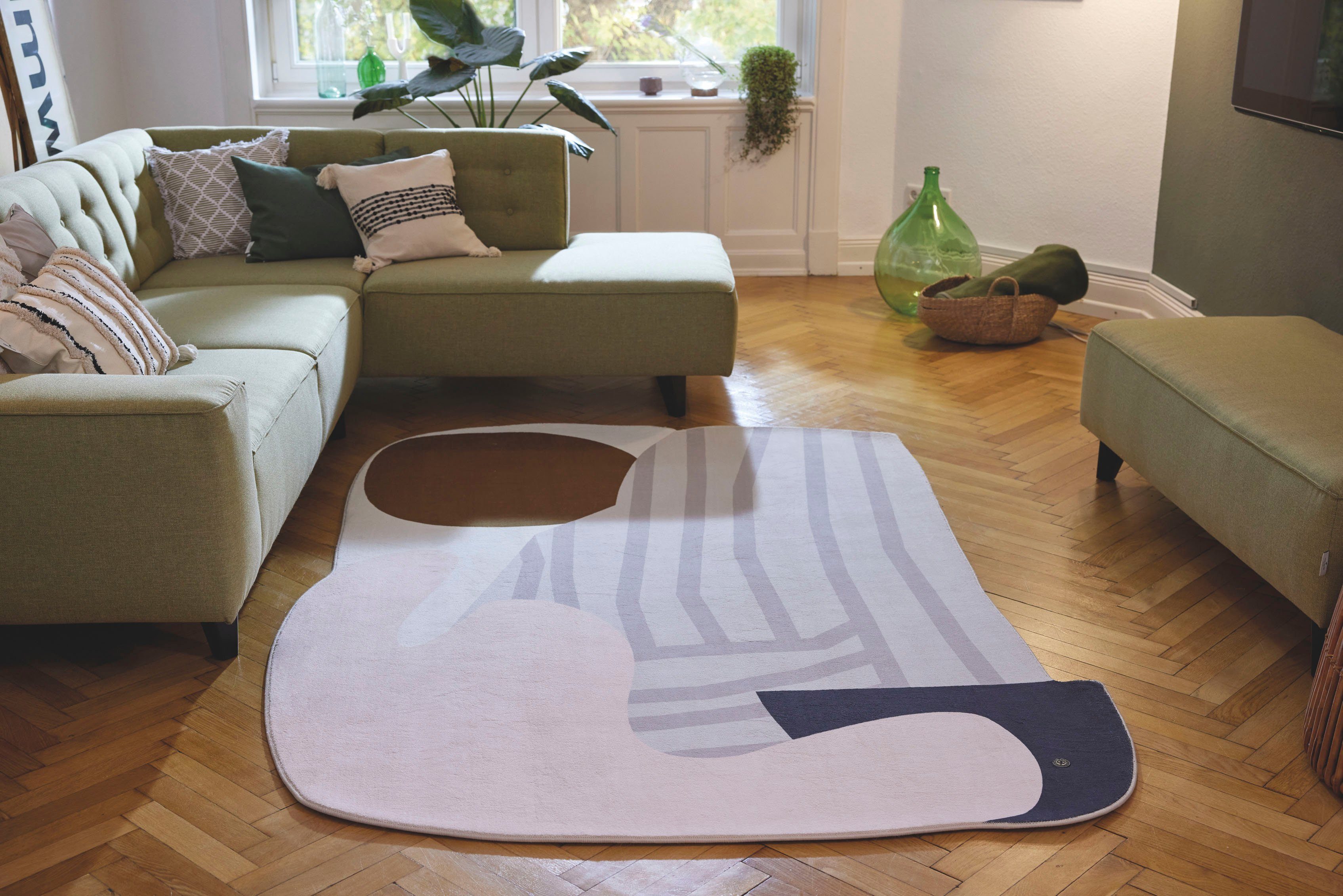 TOM TAILOR HOME Teppich Shapes - SEVEN, Motivform, Höhe: 5 mm, Kurzflor, bedruckt, modernes Design