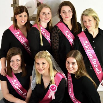 Frau WUNDERVoll Papierdekoration JGA Gruppenset Schärpen pink, Team Braut
