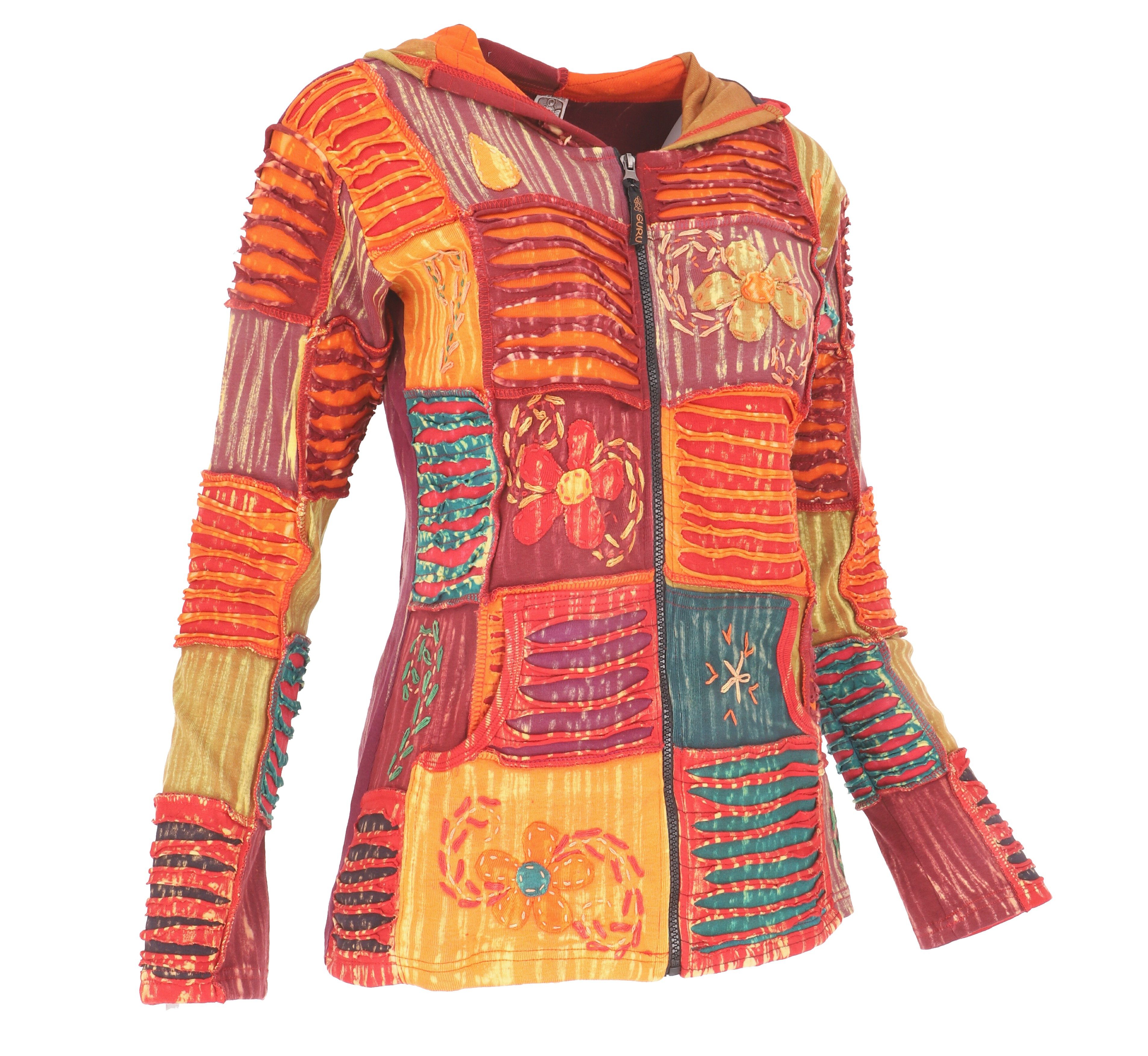 Guru-Shop Langjacke Bunte Patchwork Jacke, Boho Unikat Hippie Jacke.. alternative Bekleidung