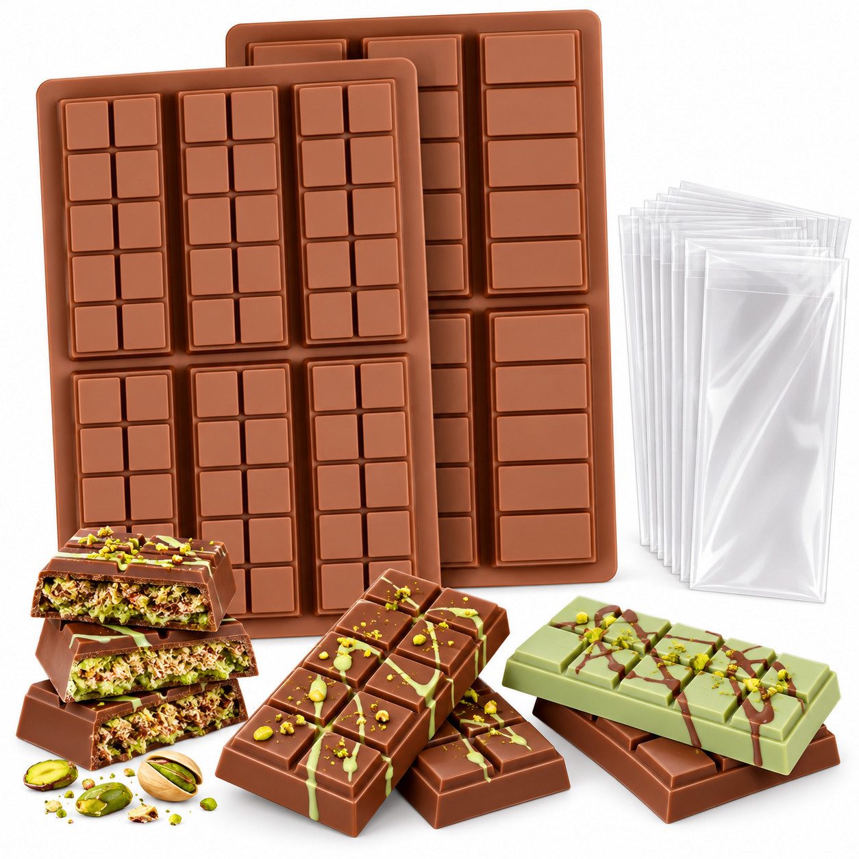 VEKROBOT Schokoladenform 2 Schokoladenformen 6-fach Silikon-Backform Perfekt für DIY Küche, (Set 1-tlg), Für Schokolade, Fruchtgummis, Bonbons, Eiswürfel und Mini-Desserts