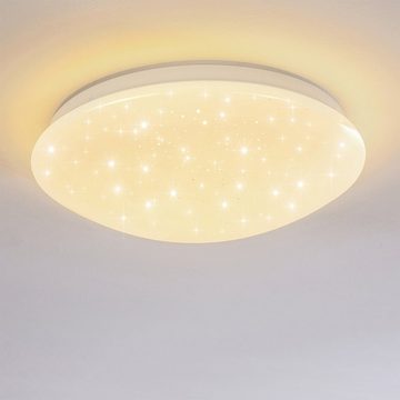 hofstein Deckenleuchte »Lazio« runde Deckenlampe mit Glitzer-Effekt, 3000 Kelvin, RGB Farbwechsler, 900 Lumen, Badezimmerlampe, Sternenhimmeloptik, IP44