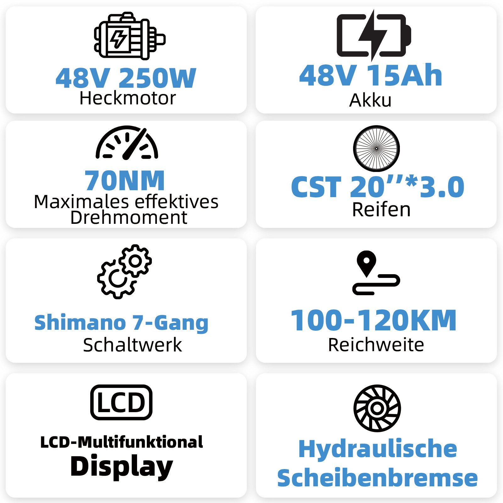 TTGO E-Bike Klapprad 20 Zoll, Fully, Vollfederung, 70Nm Hinterradmotor, 120km, max.150kg, 7 Gang SHIMANO, Kettenschaltung, Heckmotor, 720 Wh, F7, Drehmomentsensor, Lockout-Federgabel, Elektrofahrrad, Damen Herren