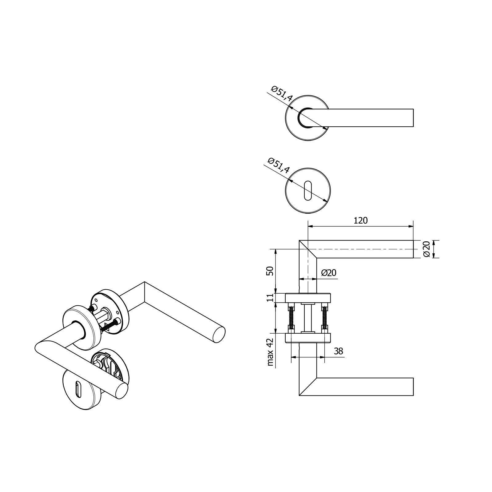 SO-TECH® Drückergarnitur Türdrücker WILMA Edelstahl Rund Rosette, Profilzylinder Türgarnitur für Eingangstür schwarz matt