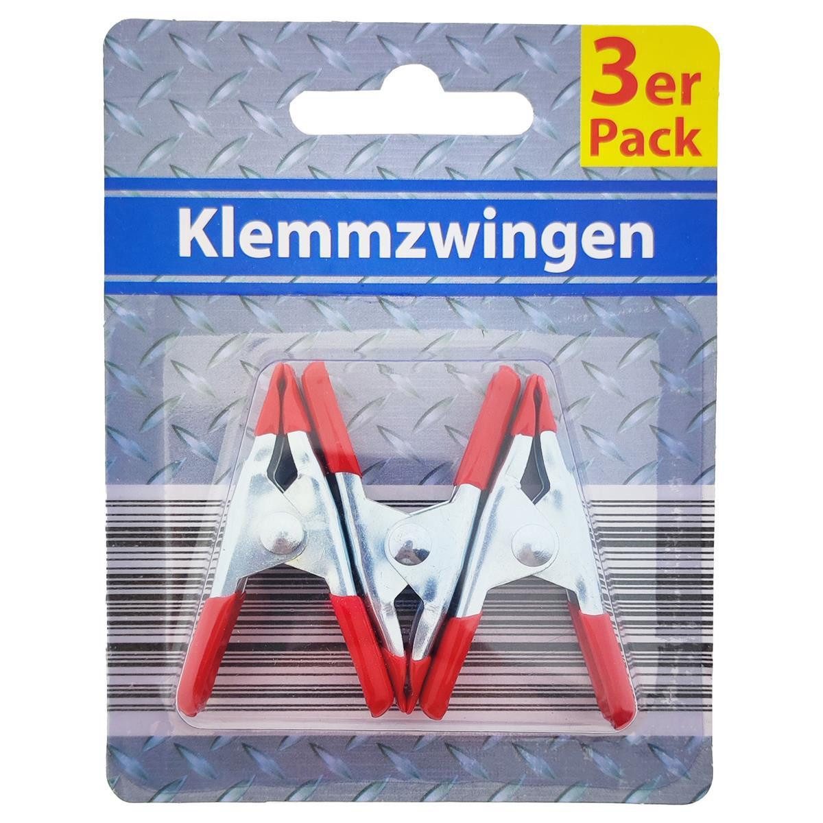 Global Partner Klemmzwinge Mini-Klemmzwingen Set, 3 Stück schwarz, Federklemmen, klein, (Set, 3 St., Klemmzwingen), Federklemmen Leimzwingen Spannzwingen Mini Zwinge