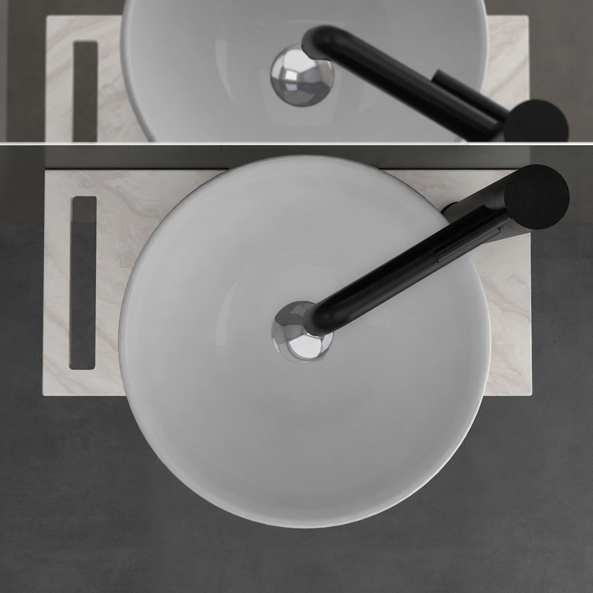 Alpenberger Badmöbel-Set mit Aufsatzwaschbecken Waschtisch mit Unterschrank & Keramikplatte, (Waschtischunterschrank mit Softclose, Waschbeckenunterschrank häng – Bild 3 von 5
