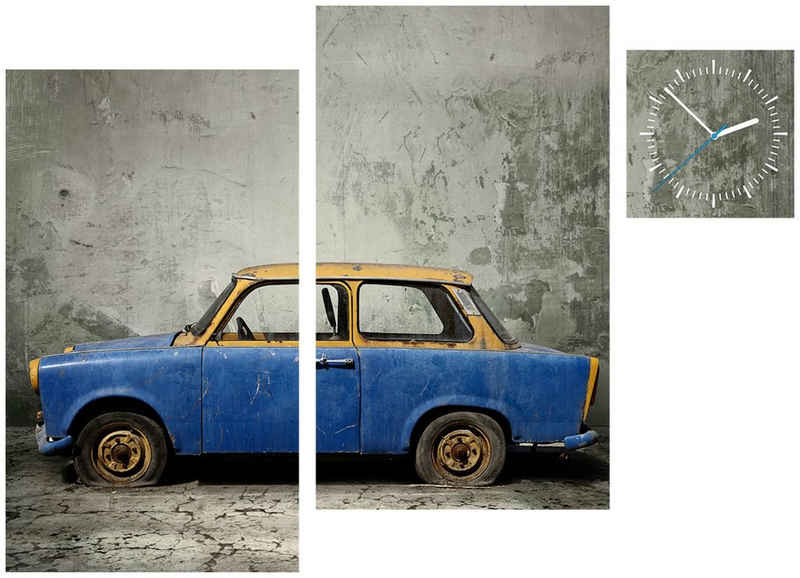 Conni Oberkircher´s Bild »Trabant«, Fahrzeuge (Set), mit dekorativer Uhr, Oldtimer, Auto, Vintage, DDR