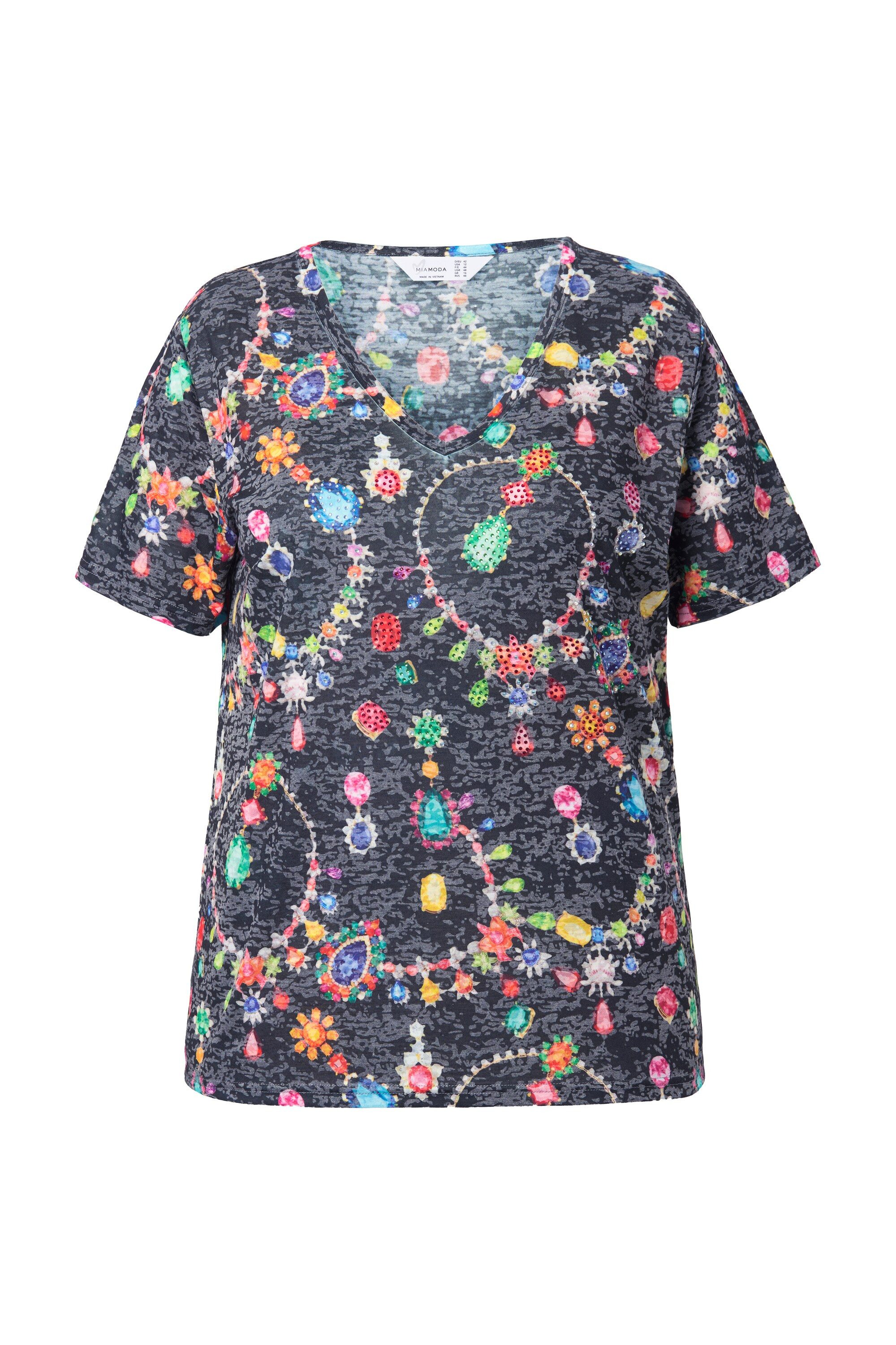 MIAMODA T-Shirt T-Shirt Komfort Fit Schmuckstein-Muster günstig online kaufen