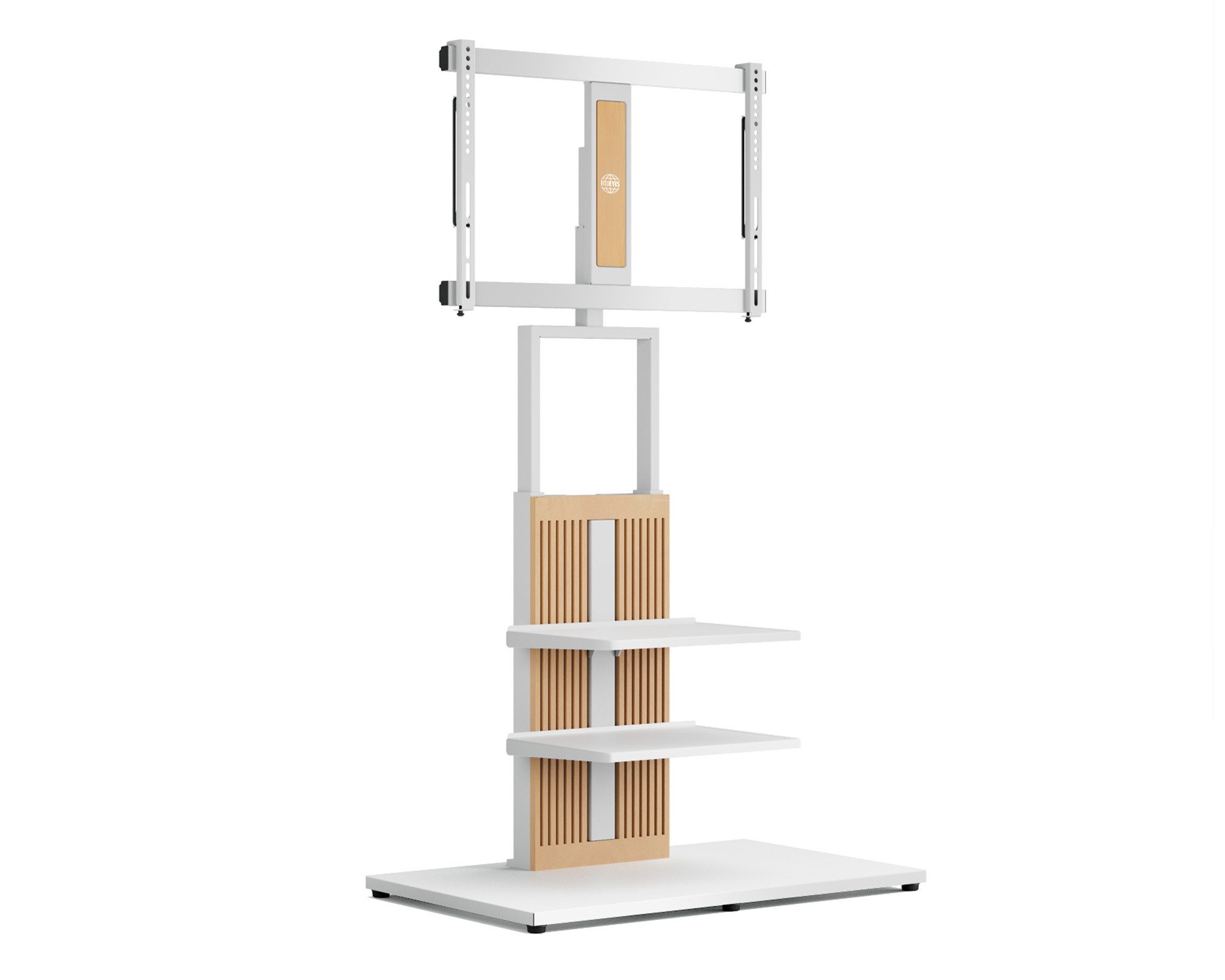 FITUEYES TV-Ständer TV-Standfuß mit verstellbarer Ablage, 55-88 Zoll, (bis 88,00 Zoll, höhenverstellbar, ±30° schwenkbar, aus Buchenholz)