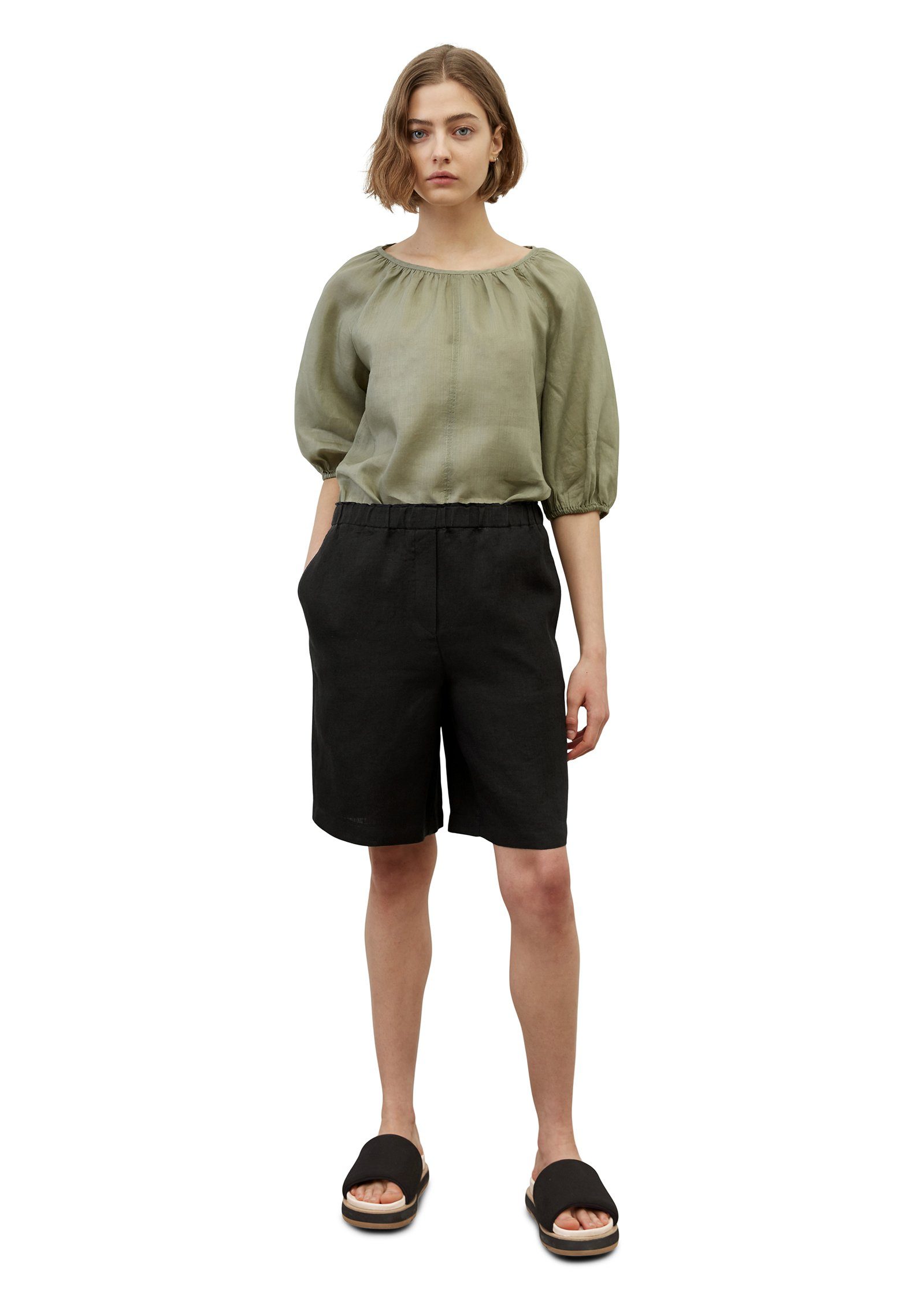 Marc O'Polo Shorts aus softer schwarz Hanf-Qualität