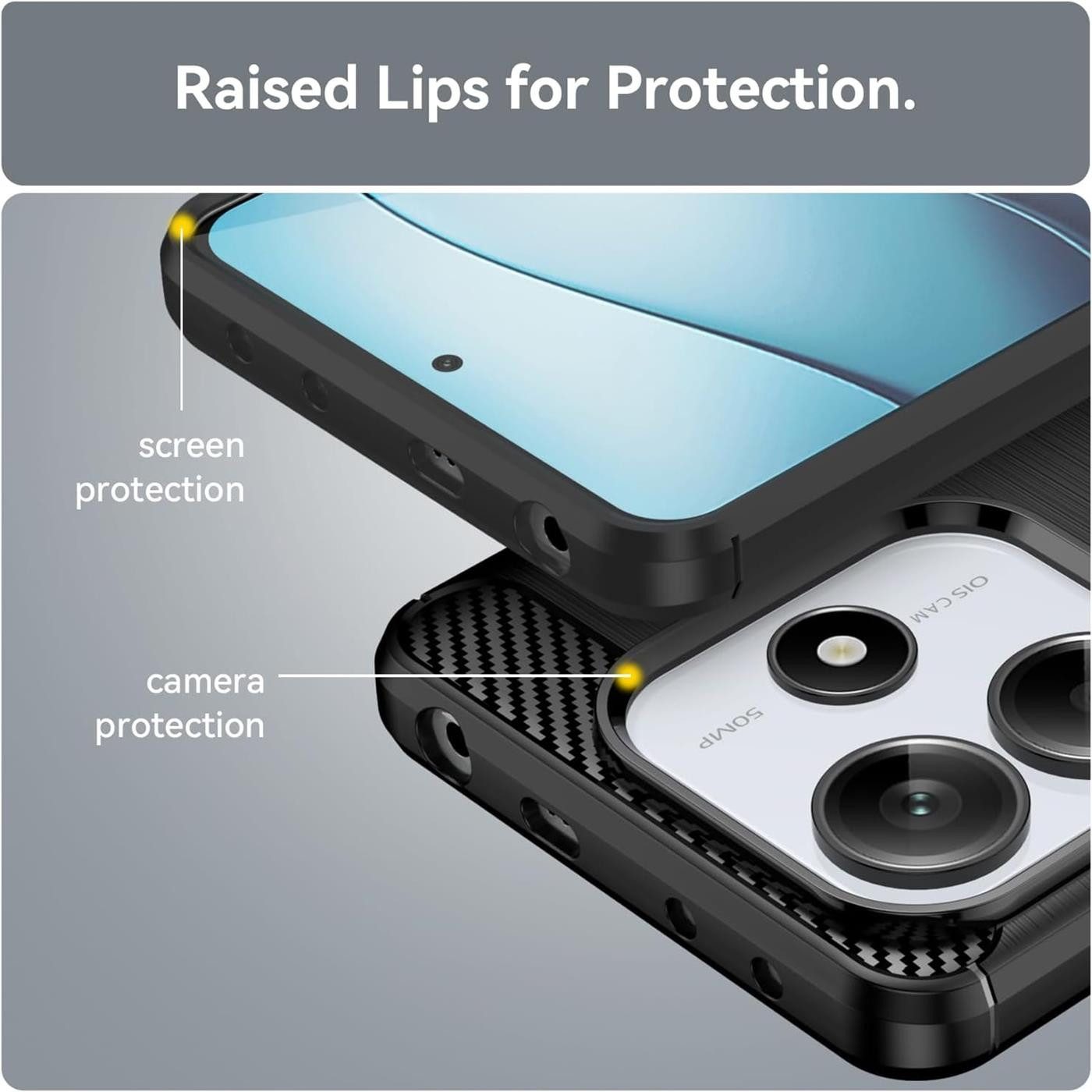 CoolGadget Handyhülle Carbon Handy Hülle für Xiaomi Redmi Note 14 5G 6,67 Zoll, robuste Telefonhülle Case Schutzhülle für Redmi Note 14 5G Hülle